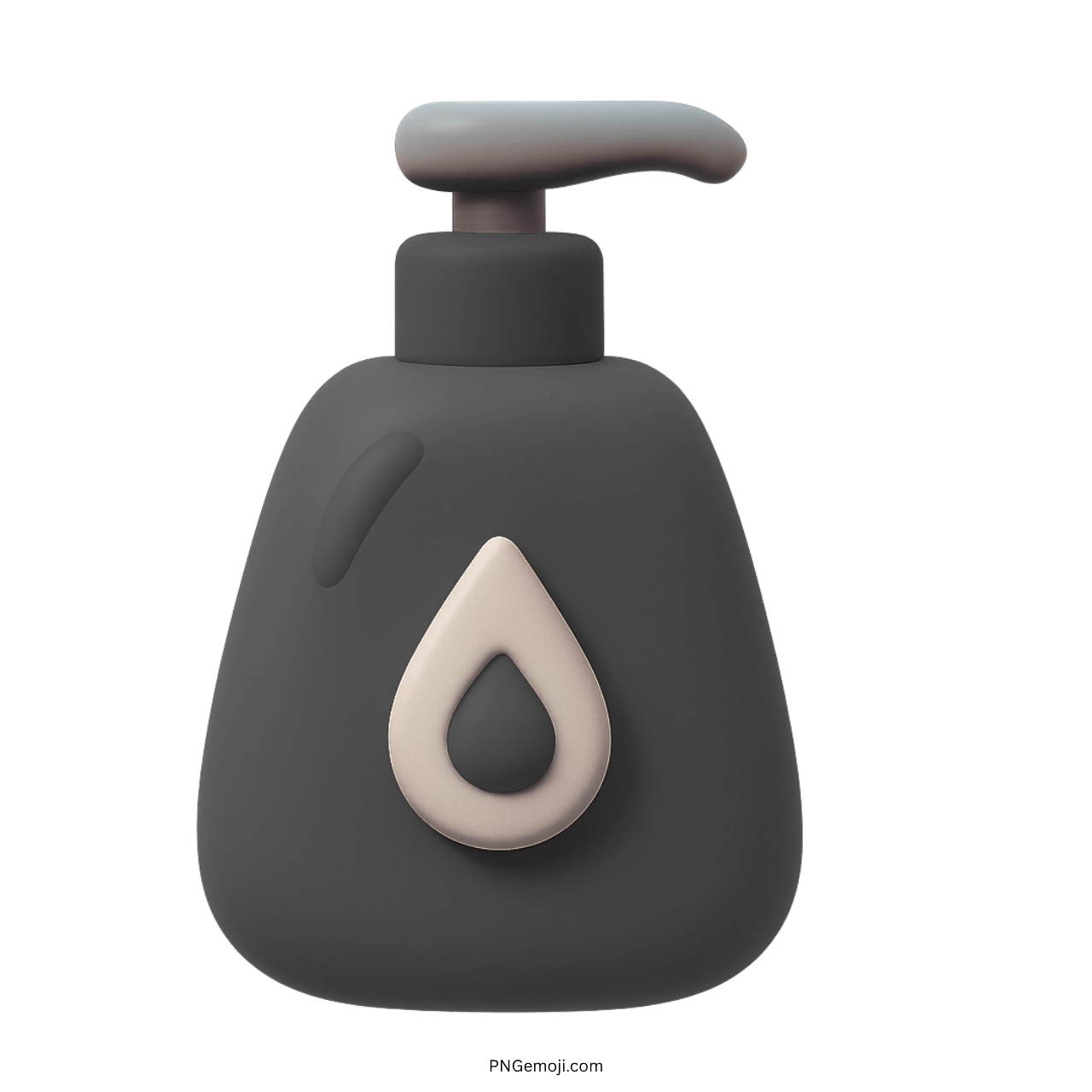 3D black lotion bottle emoji with pump dispenser and cream drop symbol