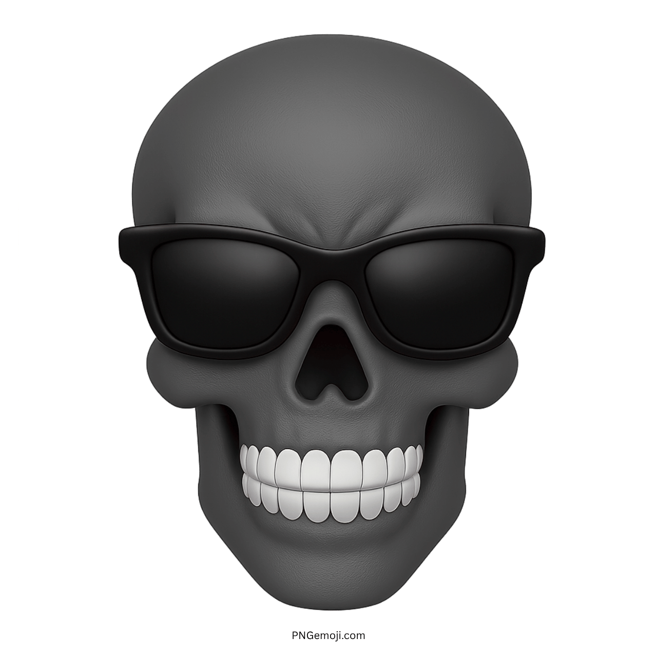 3D black skull emoji wearing sunglasses showing bold attitude with cool expression