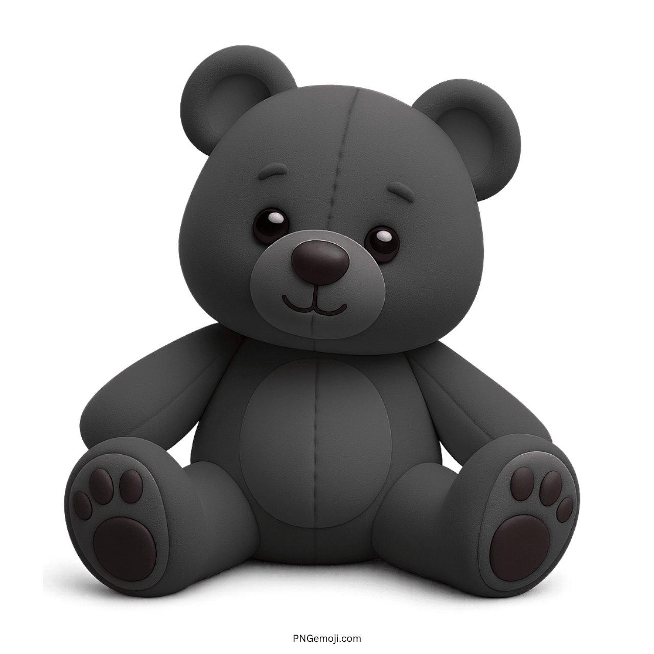 3D black teddy bear emoji with soft plush body and rounded paw feet