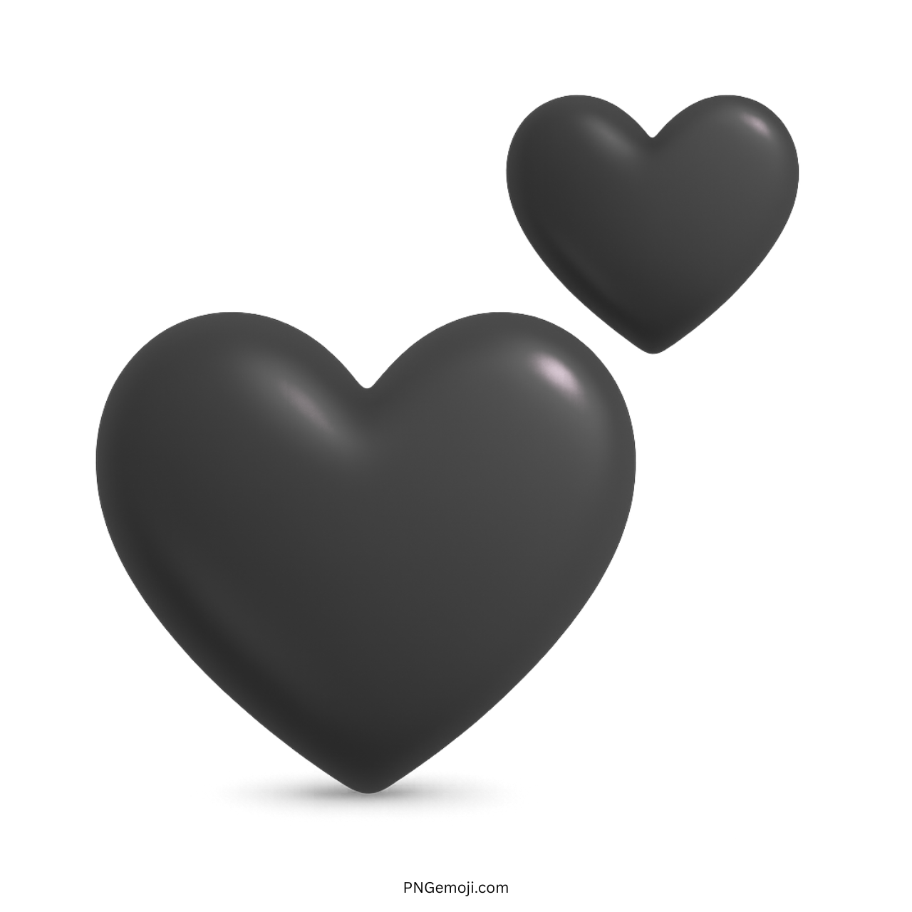 3D black two hearts emoji icon showing deep emotion, dark love and strong bond