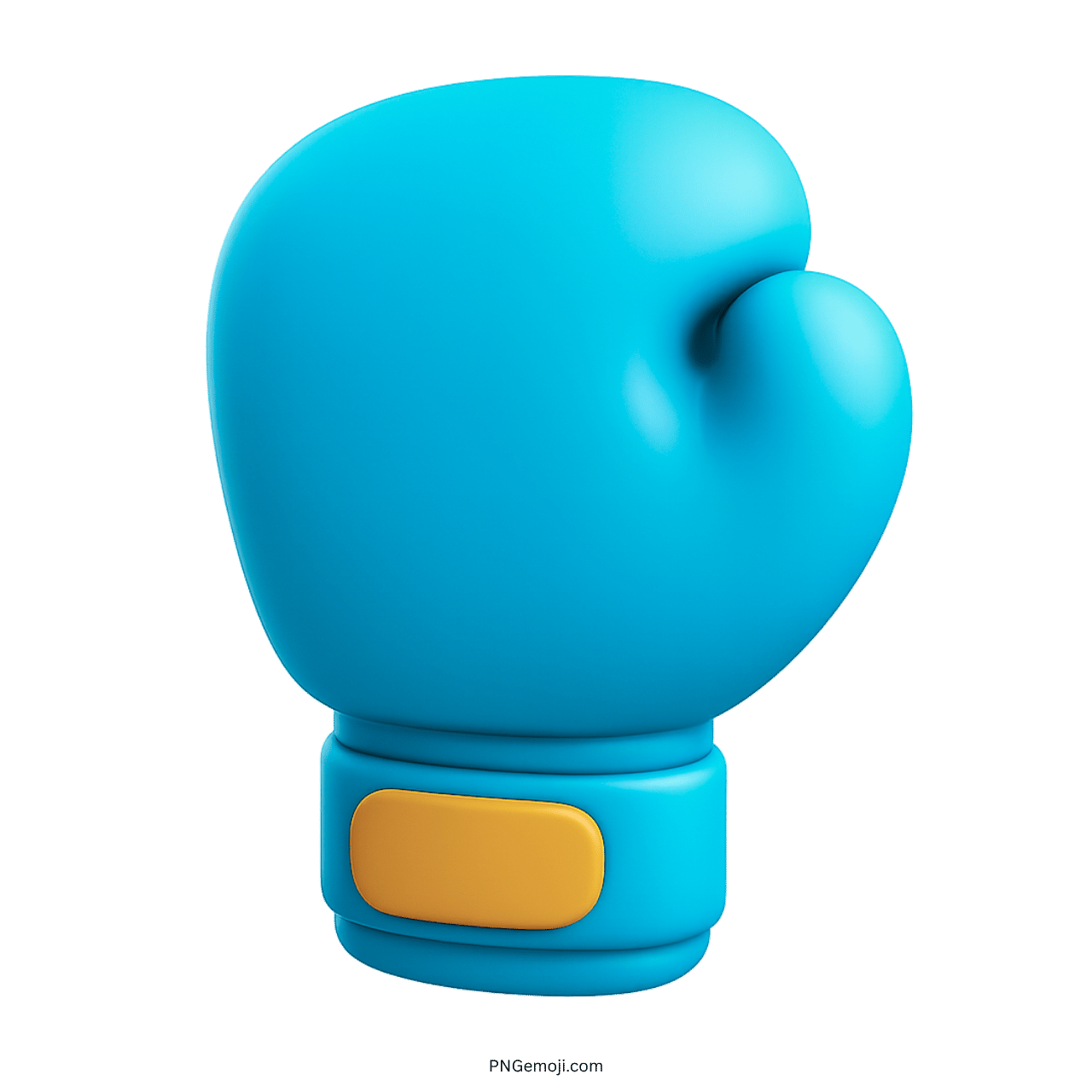 3D blue boxing glove emoji icon with strap on transparent background