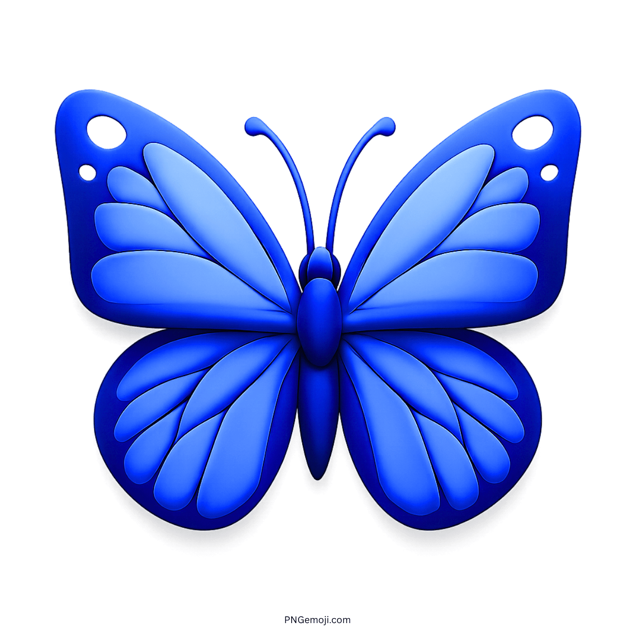 3D blue butterfly emoji with layered wings and transparent PNG background