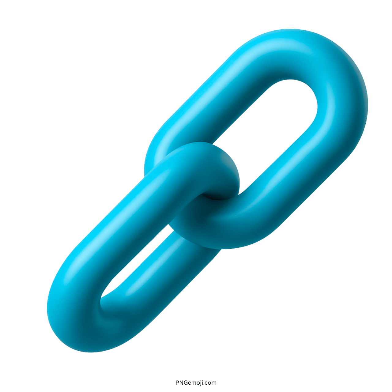 3D blue chain link emoji icon with smooth rounded edges and transparent background