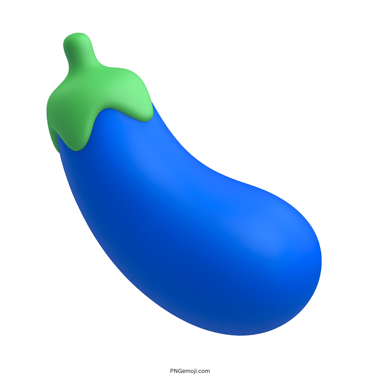 3D blue eggplant emoji vegetable icon with green stem on transparent background PNG