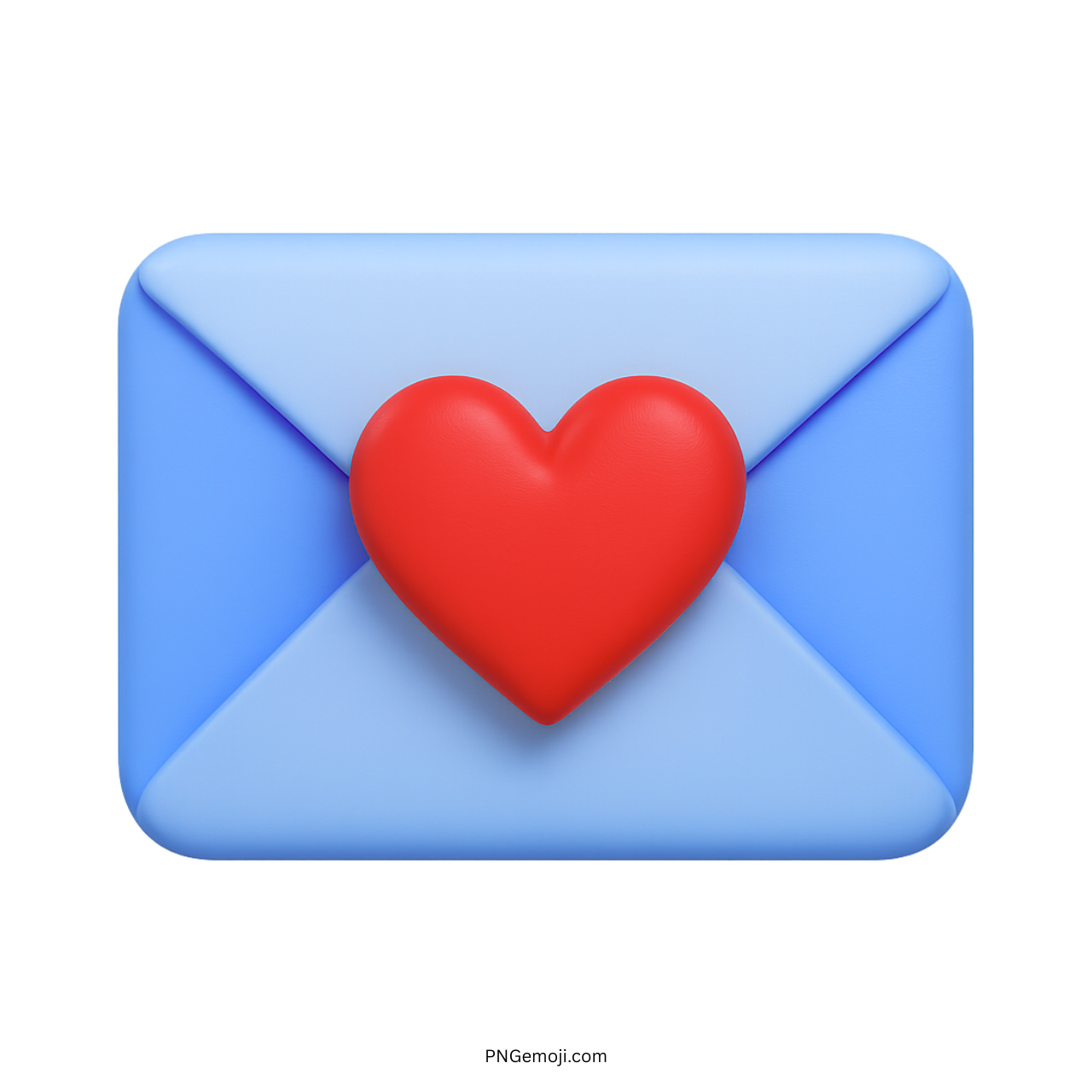 3D blue envelope with red heart emoji representing a romantic love letter message