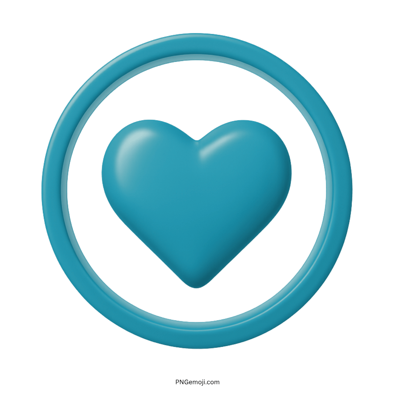 3D blue heart emoji icon inside a round border on transparent background