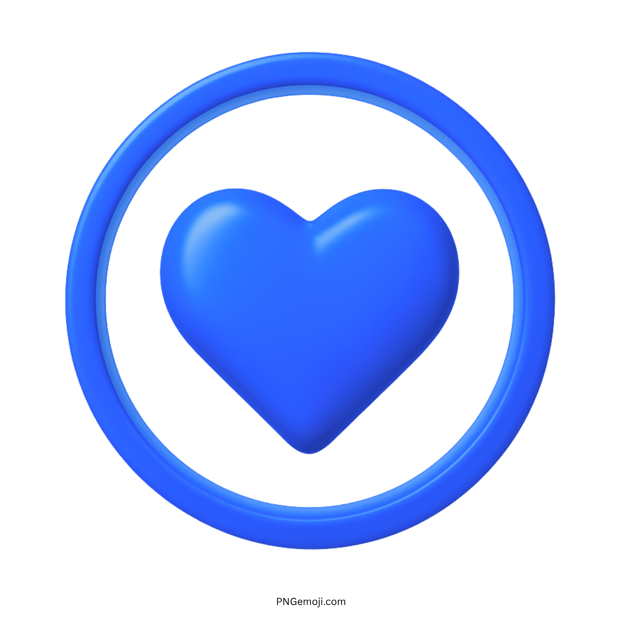3D blue heart icon emoji symbol in a circular frame for love and care