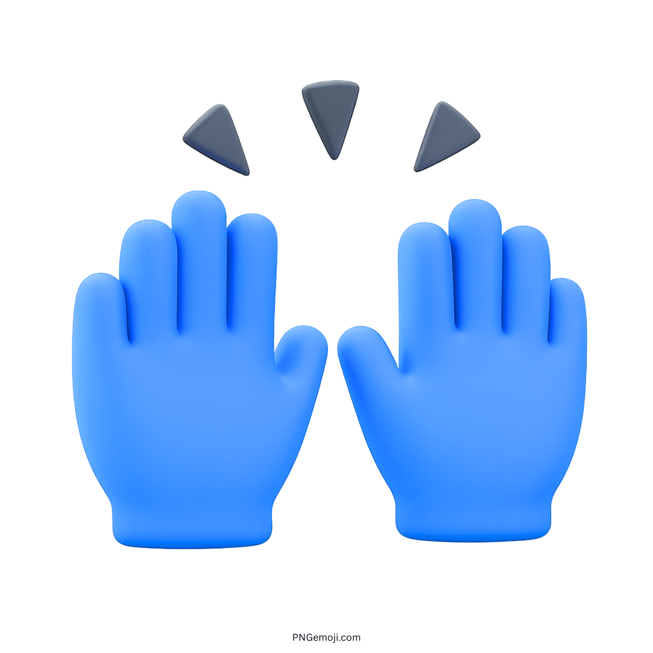 3D blue high five emoji hands raised with celebratory marks above