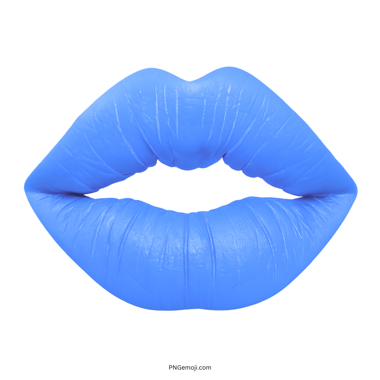3D blue kiss lips emoji with glossy finish and transparent background