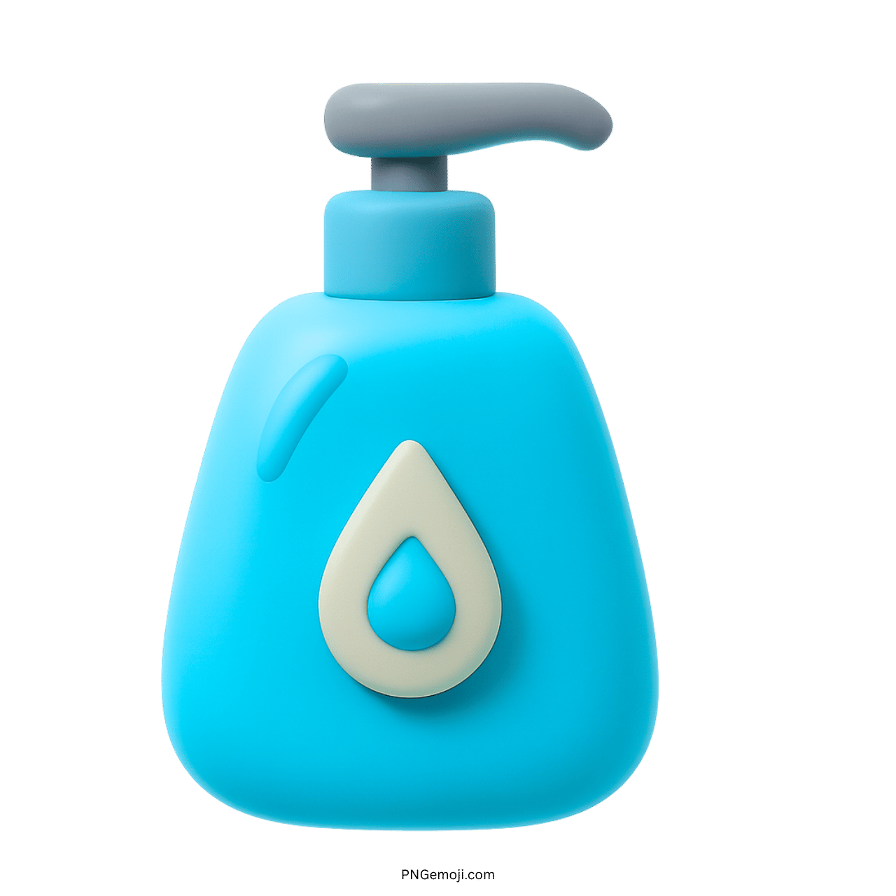 3D blue lotion bottle emoji with droplet icon and pump dispenser