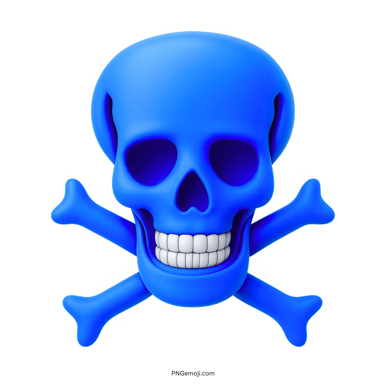 3D blue skull and crossbones emoji symbolizing danger, toxicity, or pirate theme