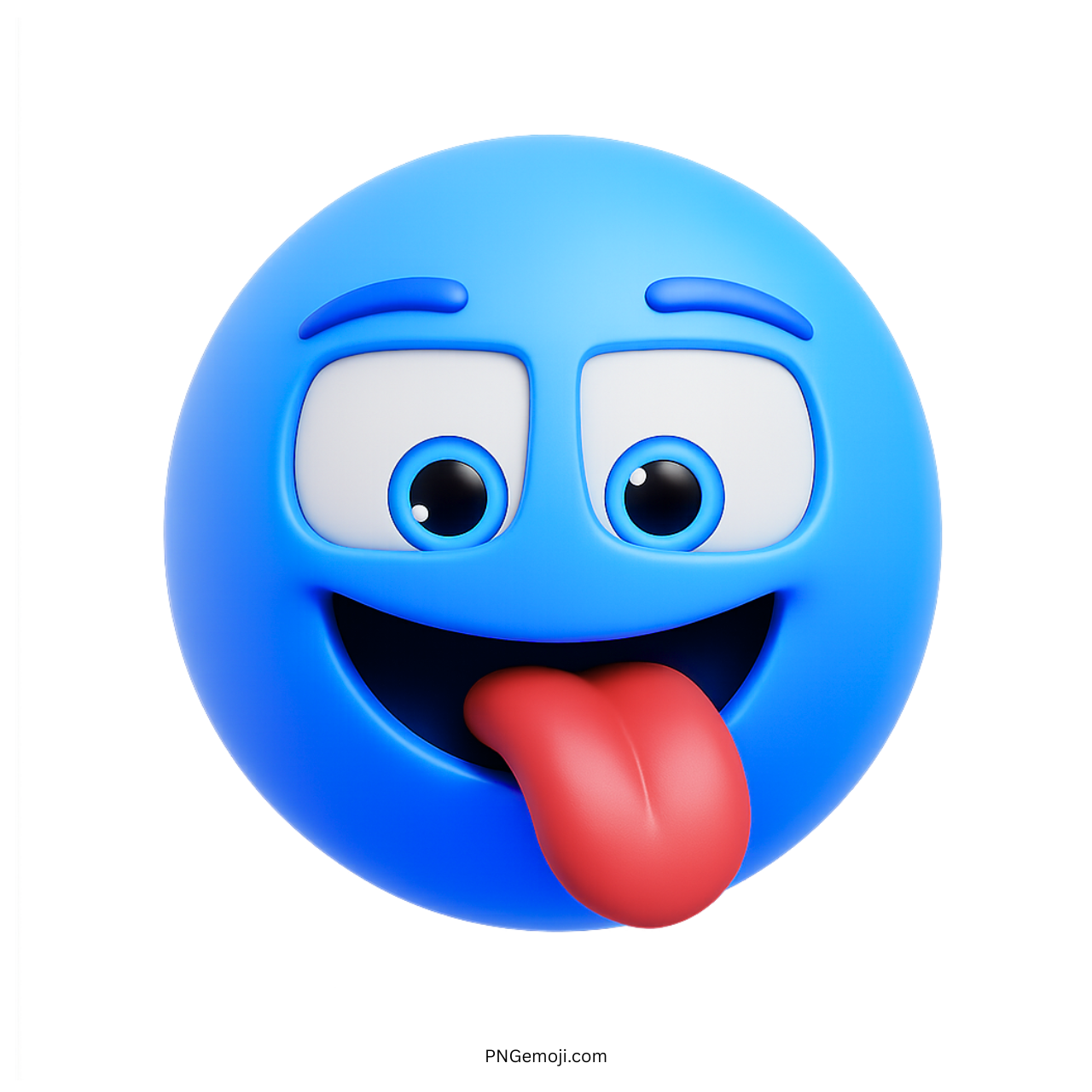 Playful 3D blue smiley face emoji with tongue sticking out expression