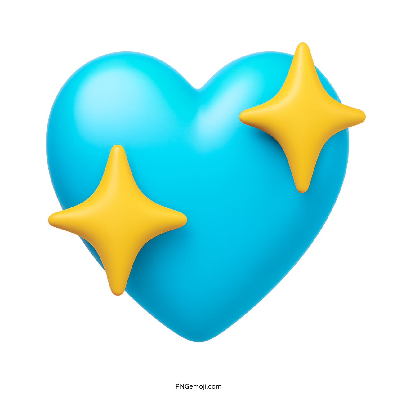 3D blue heart emoji with golden sparkle stars and glossy modern design