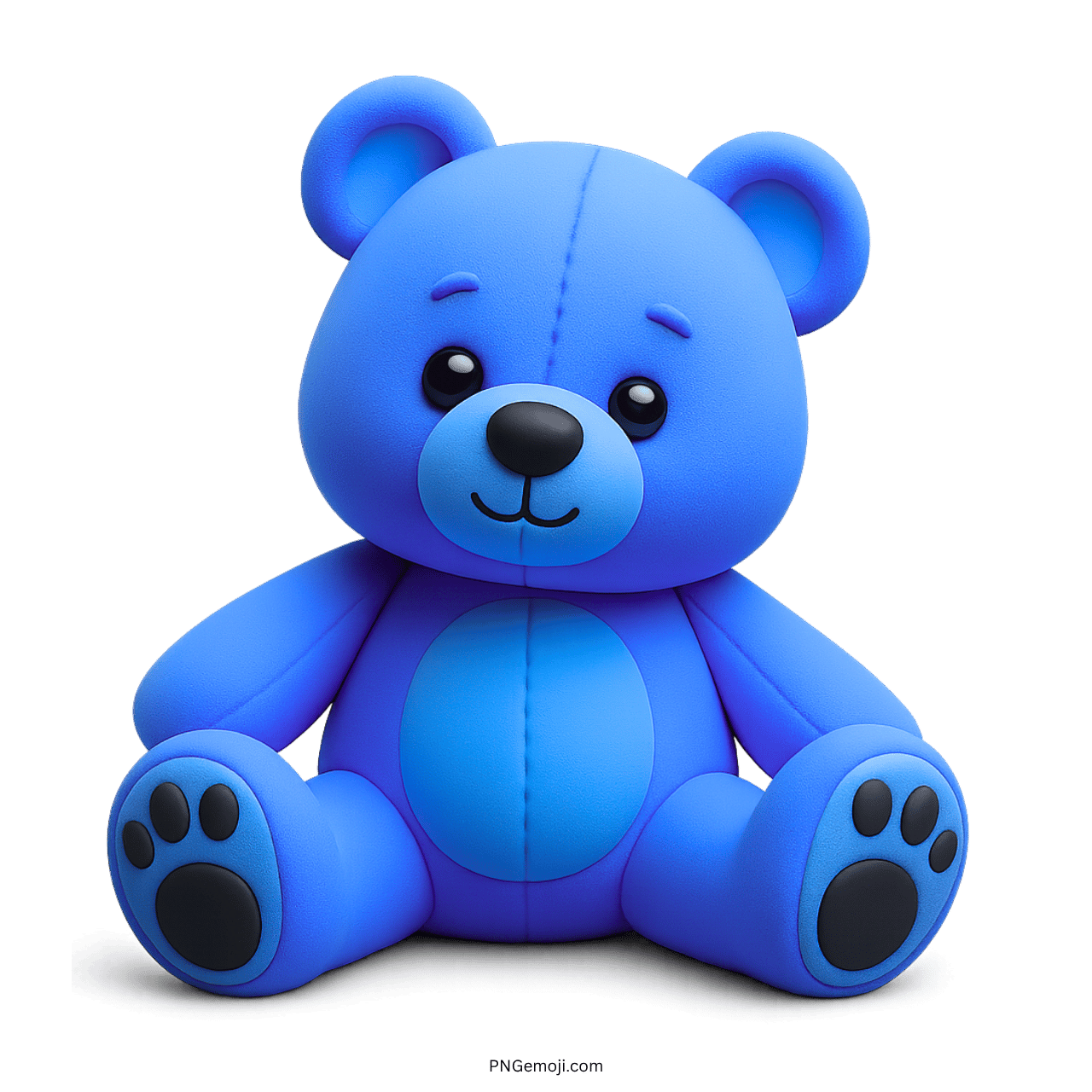 3D blue teddy bear emoji with cute face and paw print feet illustration