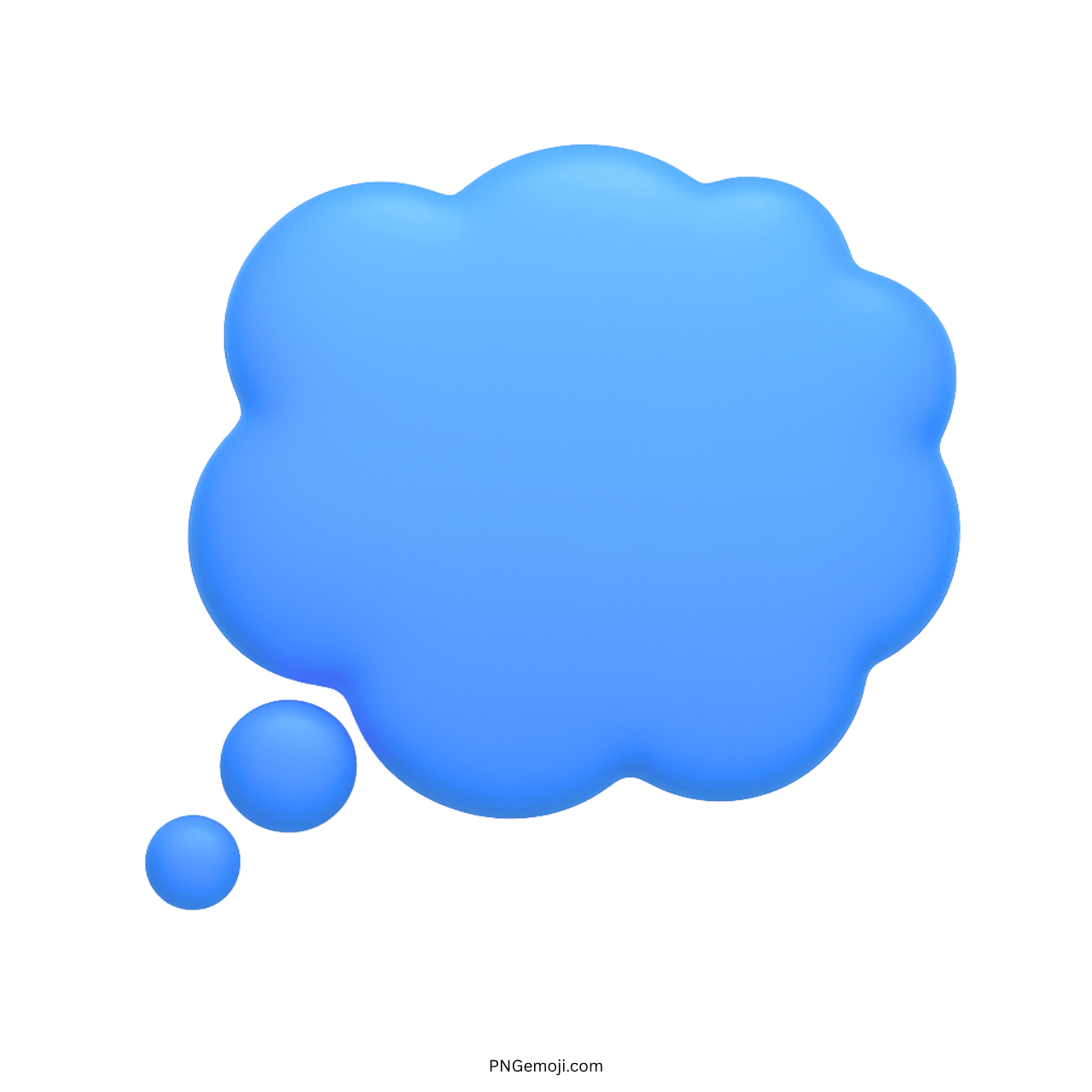 3D blue thought balloon emoji with soft shadow and transparent background PNG