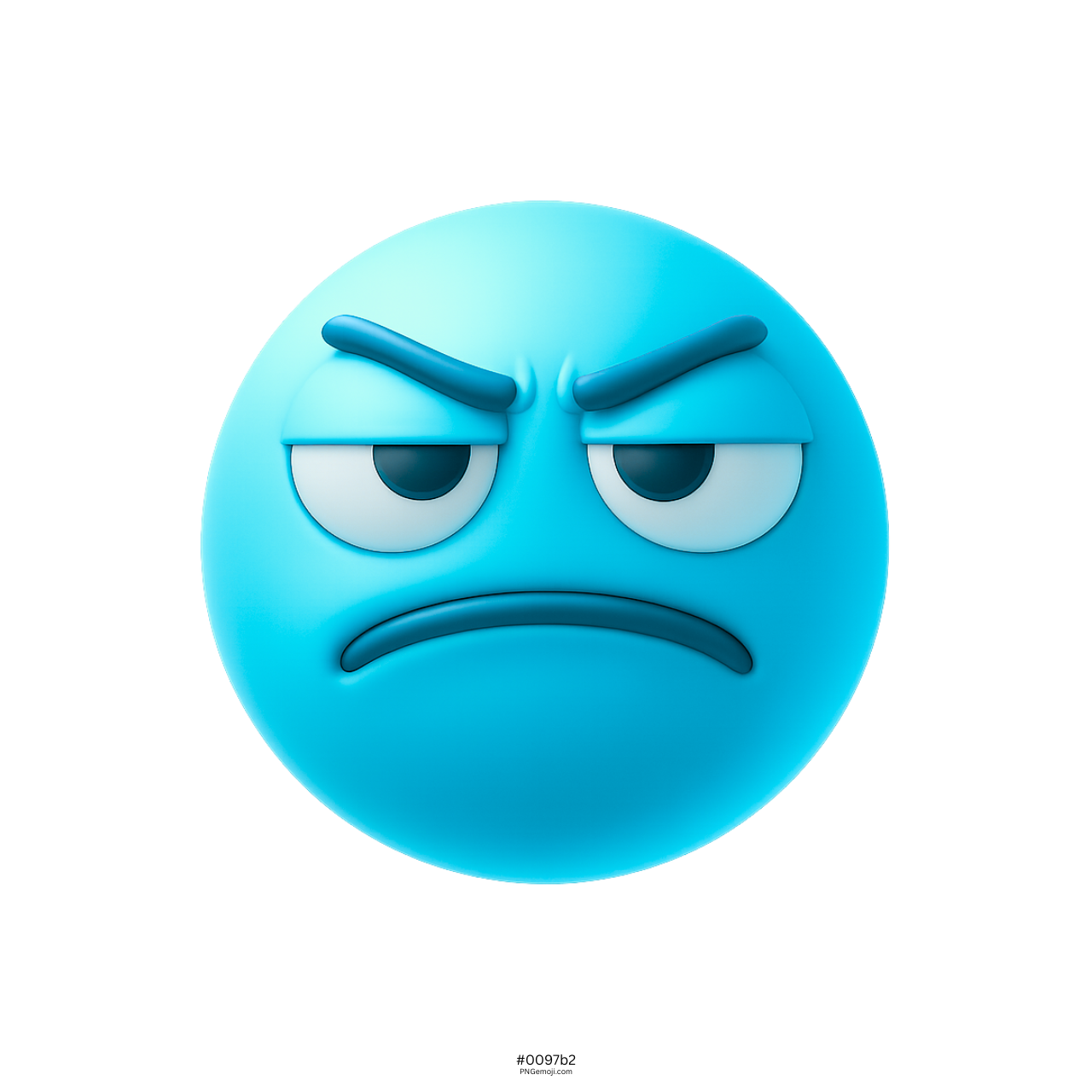 3D blue unamused face emoji with frowning mouth and serious bored eyes