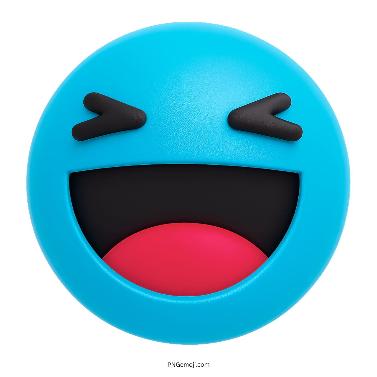 3D bright blue Facebook Haha emoji with squinting eyes and open mouth laughing