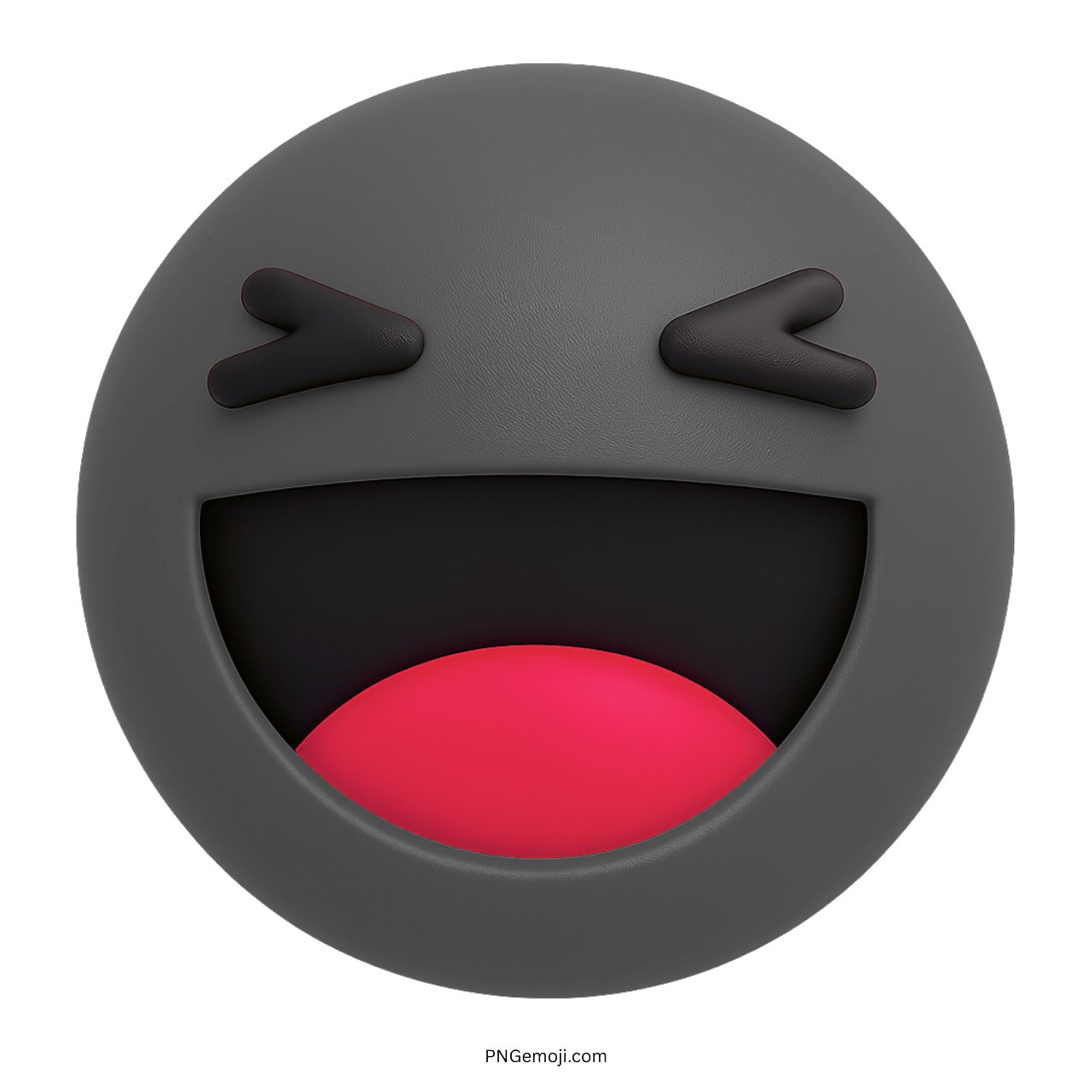 3D dark gray Facebook Haha emoji with big smile and laughing expression