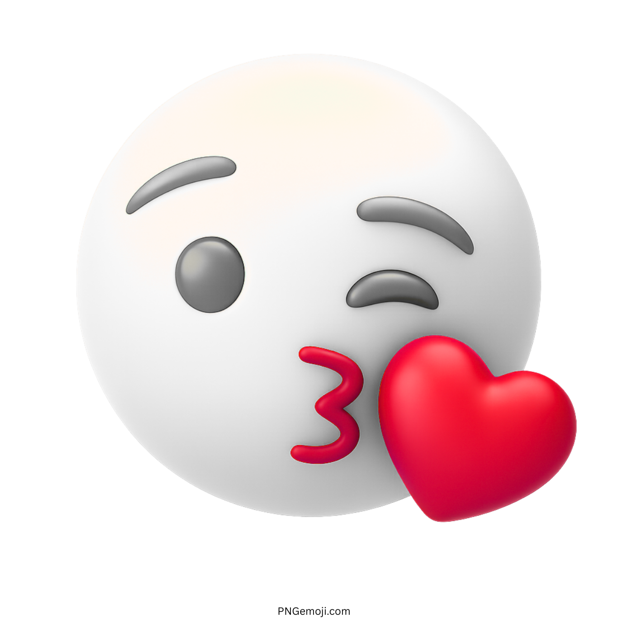 3D face blowing kiss emoji with heart for love and affection expressions