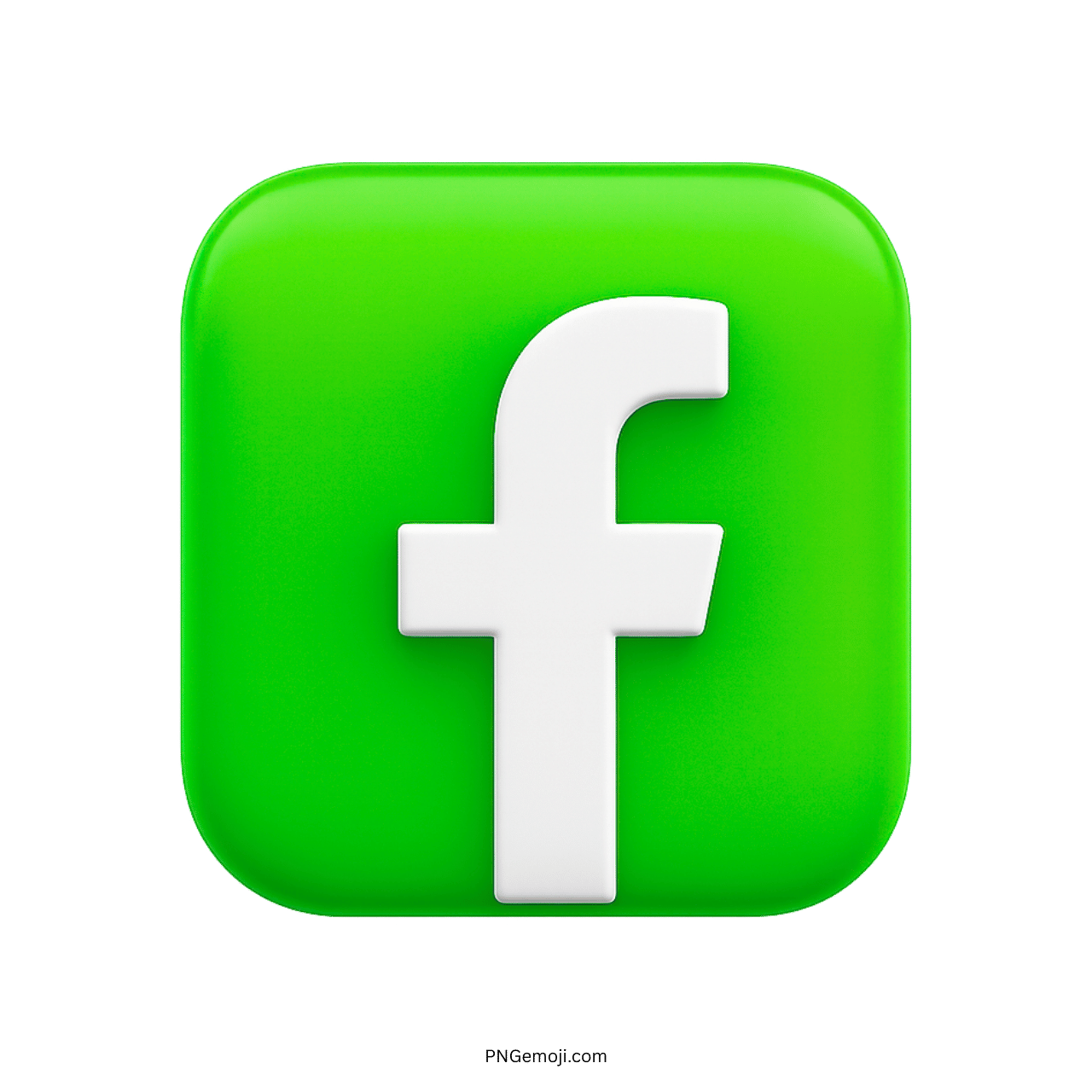 3D Facebook logo icon with white &ldquo;f&rdquo; on vibrant green rounded square background