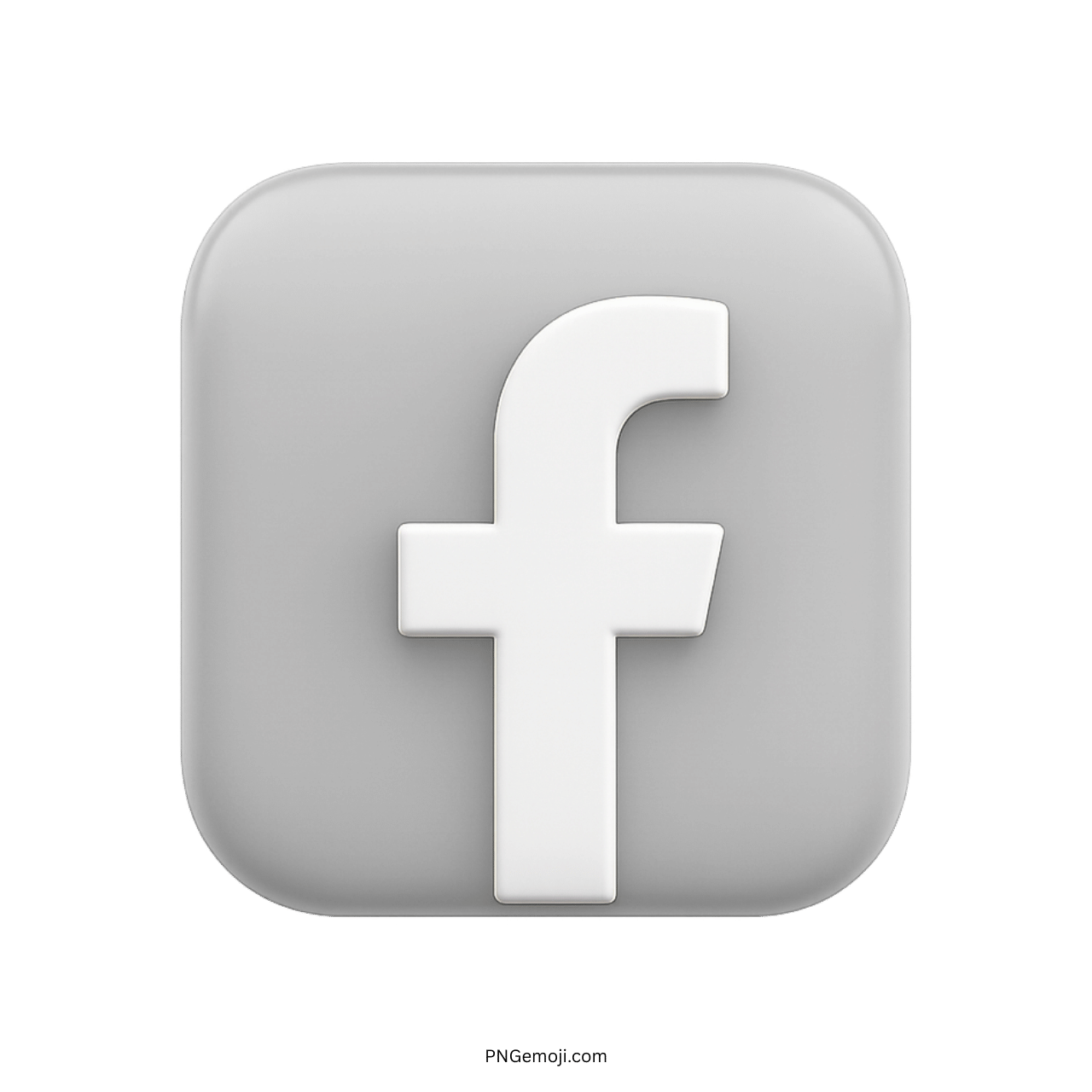 3D Facebook logo icon with white &ldquo;f&rdquo; on soft light gray square background