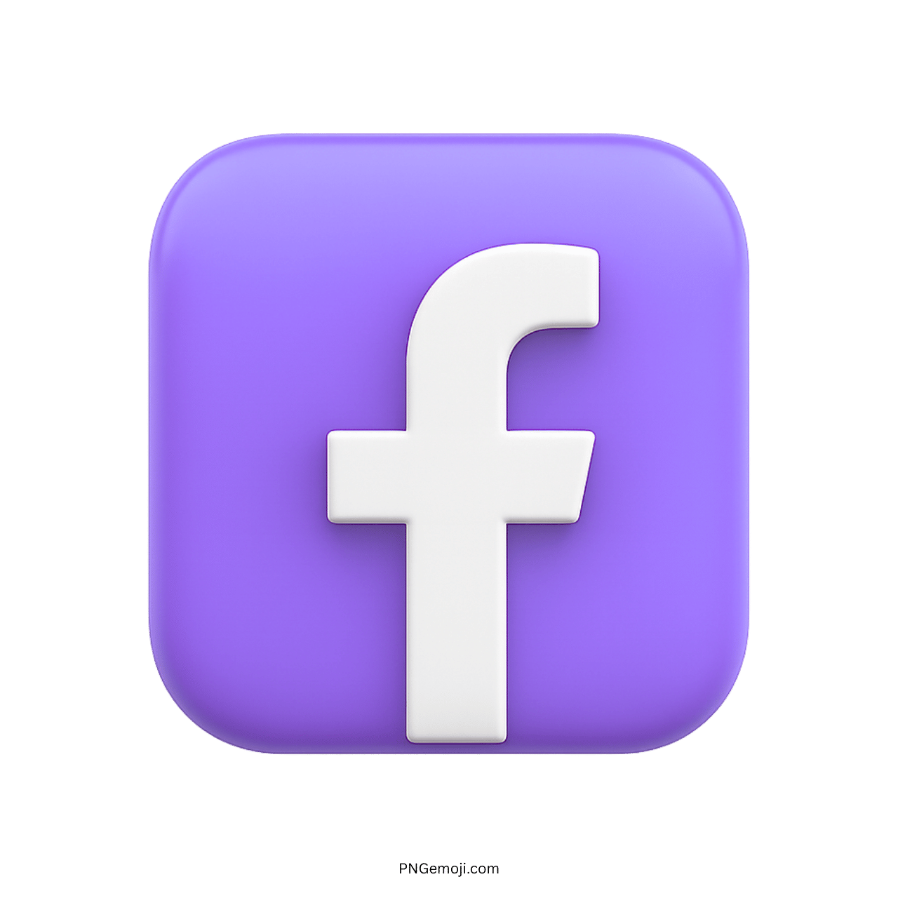 3D Facebook logo icon with white &ldquo;f&rdquo; on soft purple rounded square background