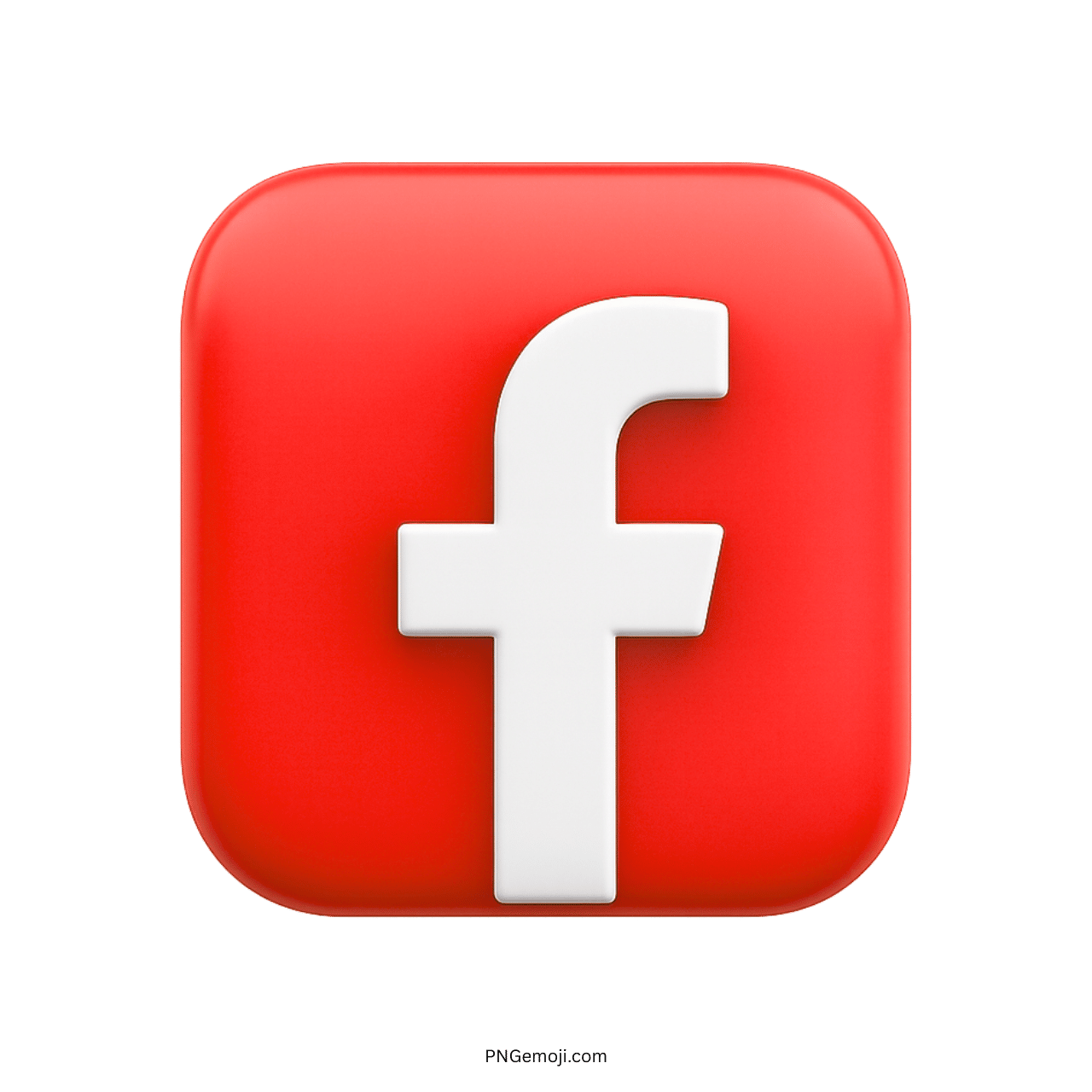 3D Facebook logo icon with white &ldquo;f&rdquo; on glossy red rounded square background