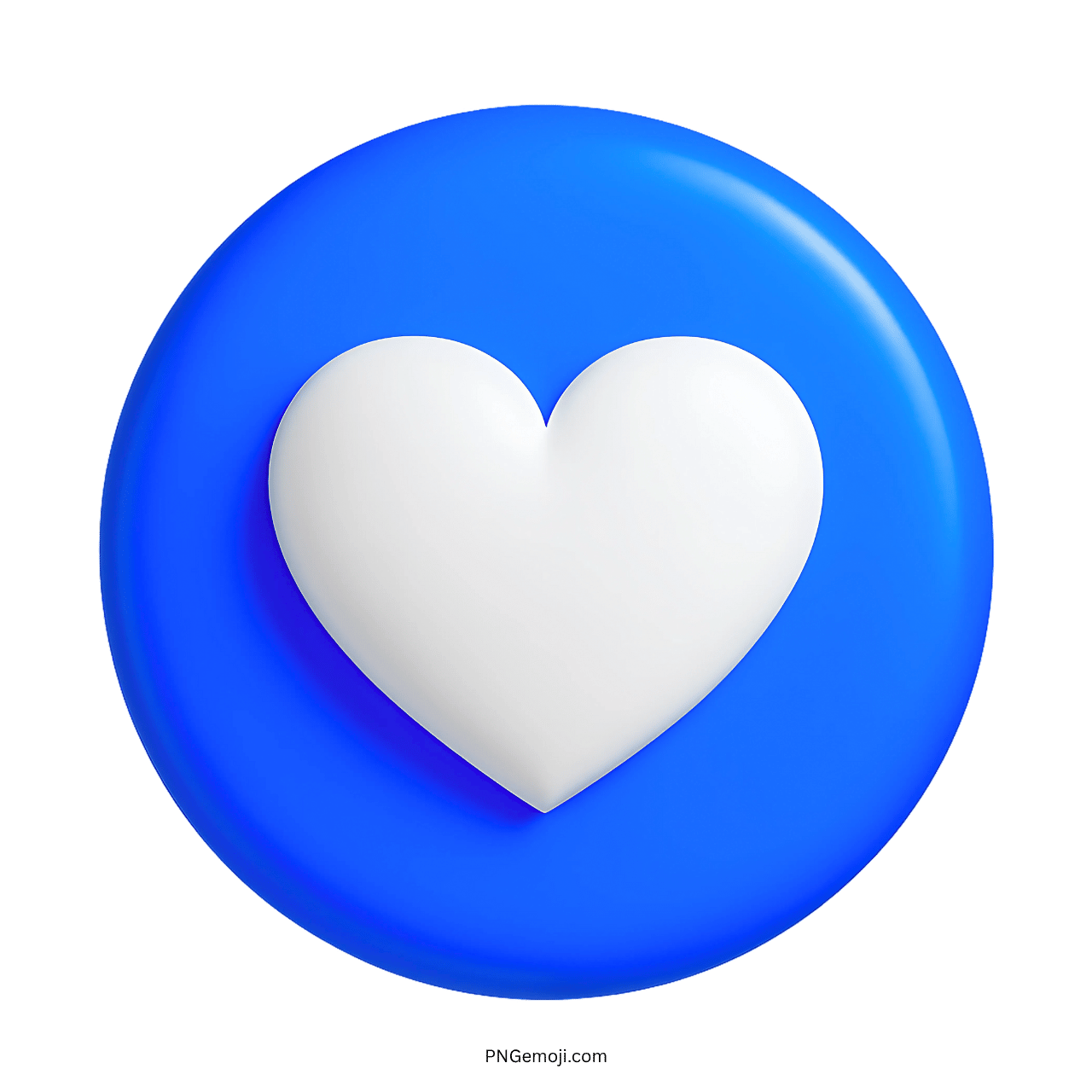 3D Facebook love reaction emoji with white heart on blue circular background