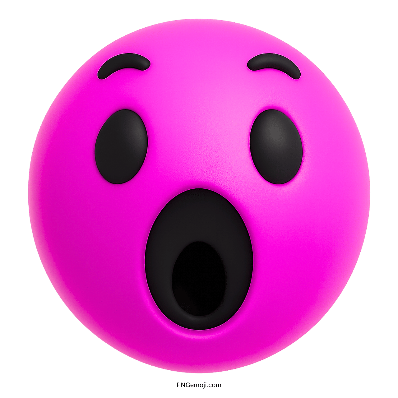 3D pink Facebook wow emoji with surprised face and wide open mouth