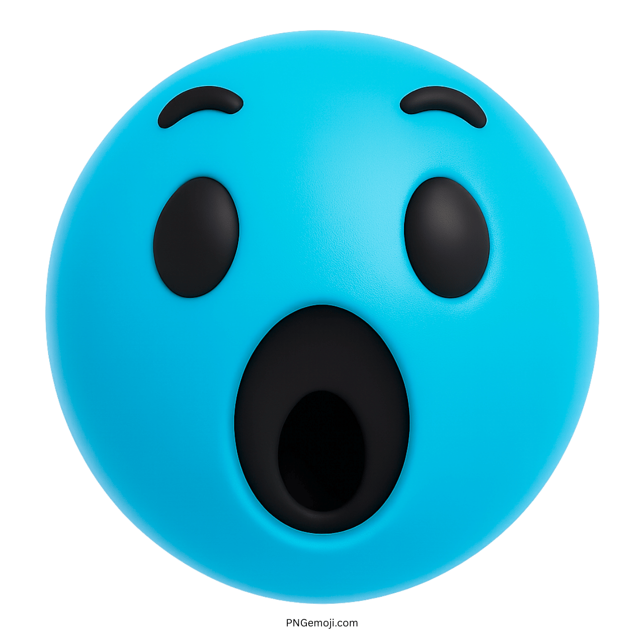 3D Facebook wow emoji with surprised face and open mouth on blue background