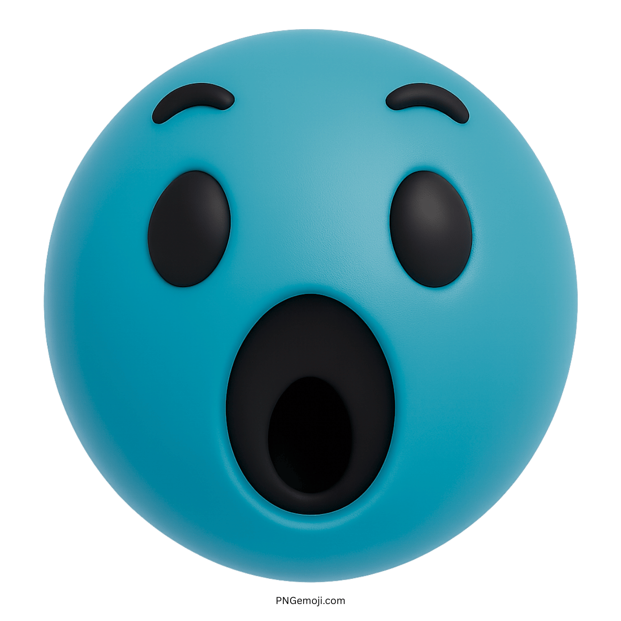 3D teal Facebook wow emoji with open mouth and wide surprised expression
