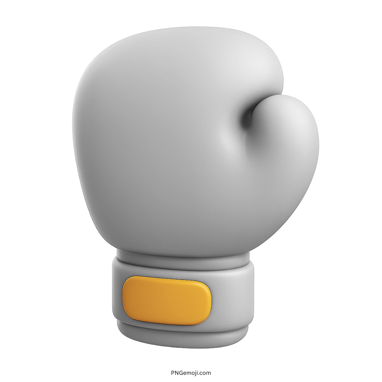 3D gray boxing glove emoji with yellow strap and transparent background