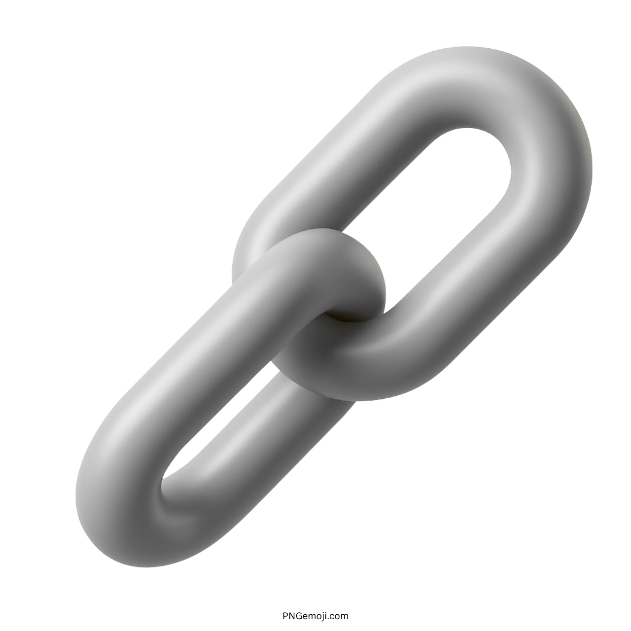 3D gray chain link emoji icon with matte metallic look and transparent background