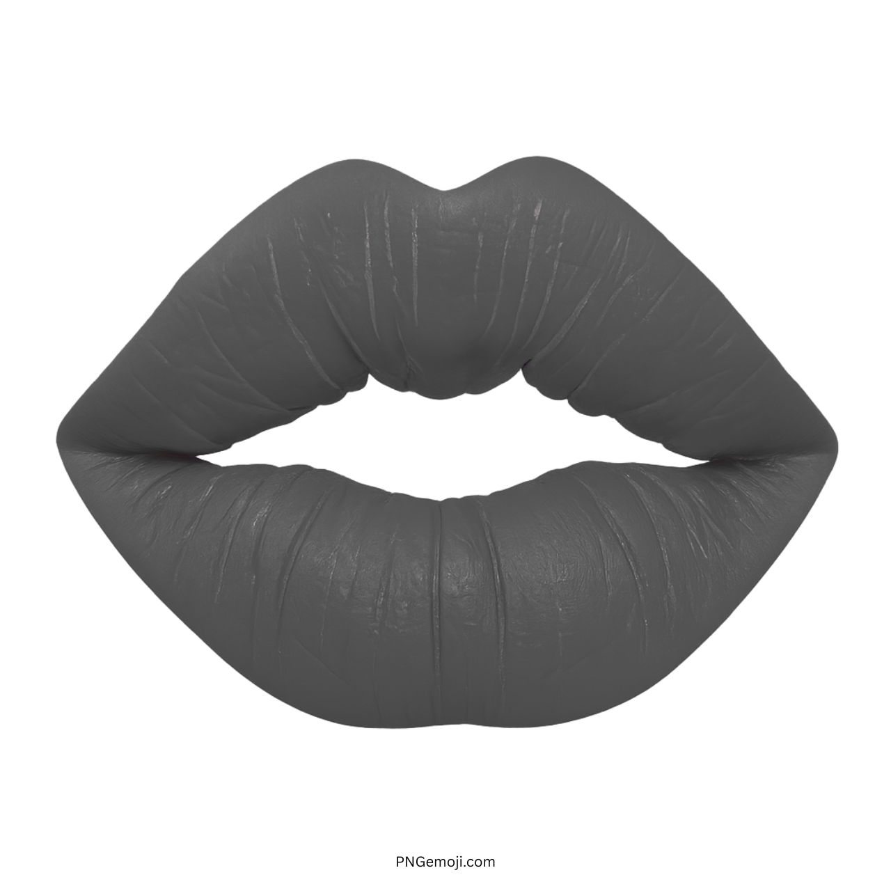 3D gray lips emoji kiss mark with smooth matte finish and transparency