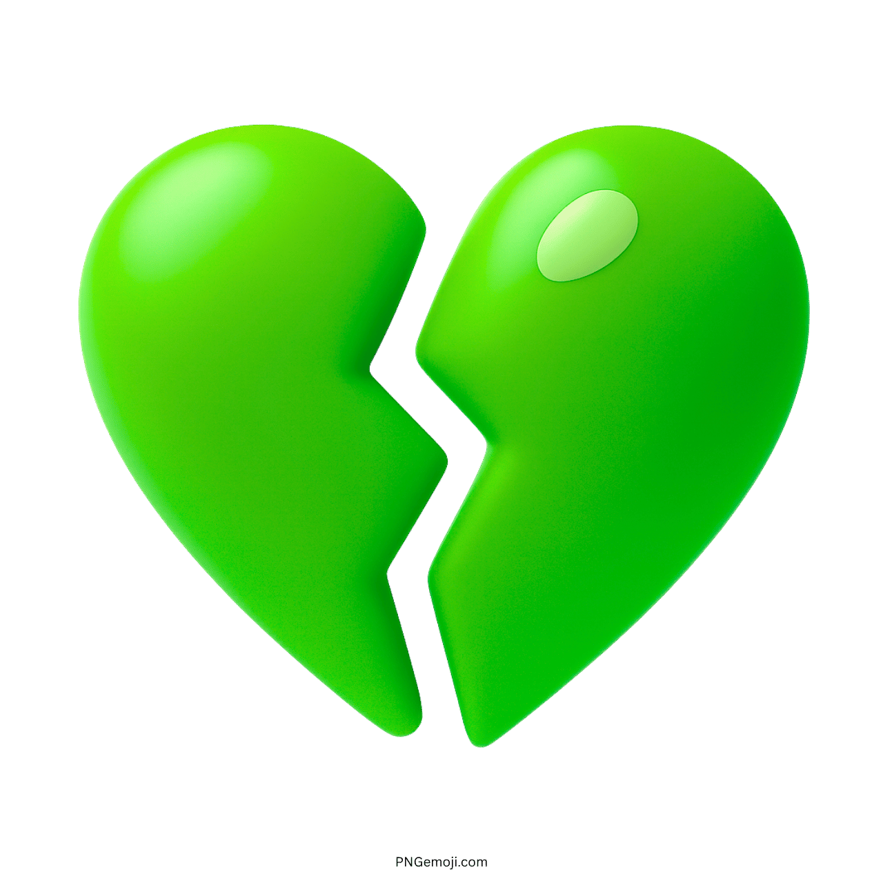 3D green heart break emoji representing emotional pain, broken trust, and separation