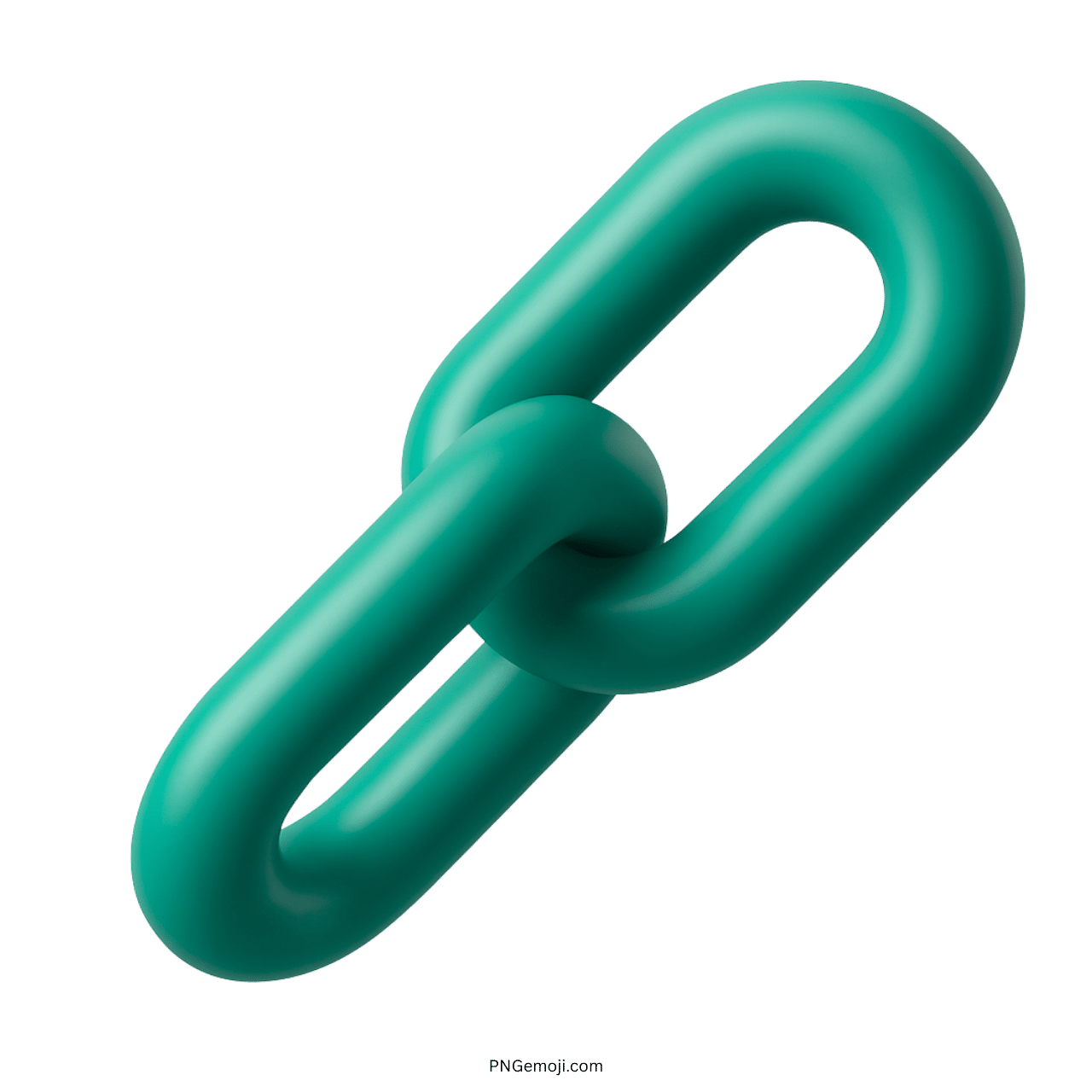 3D green chain link emoji symbol with soft shine and transparent background