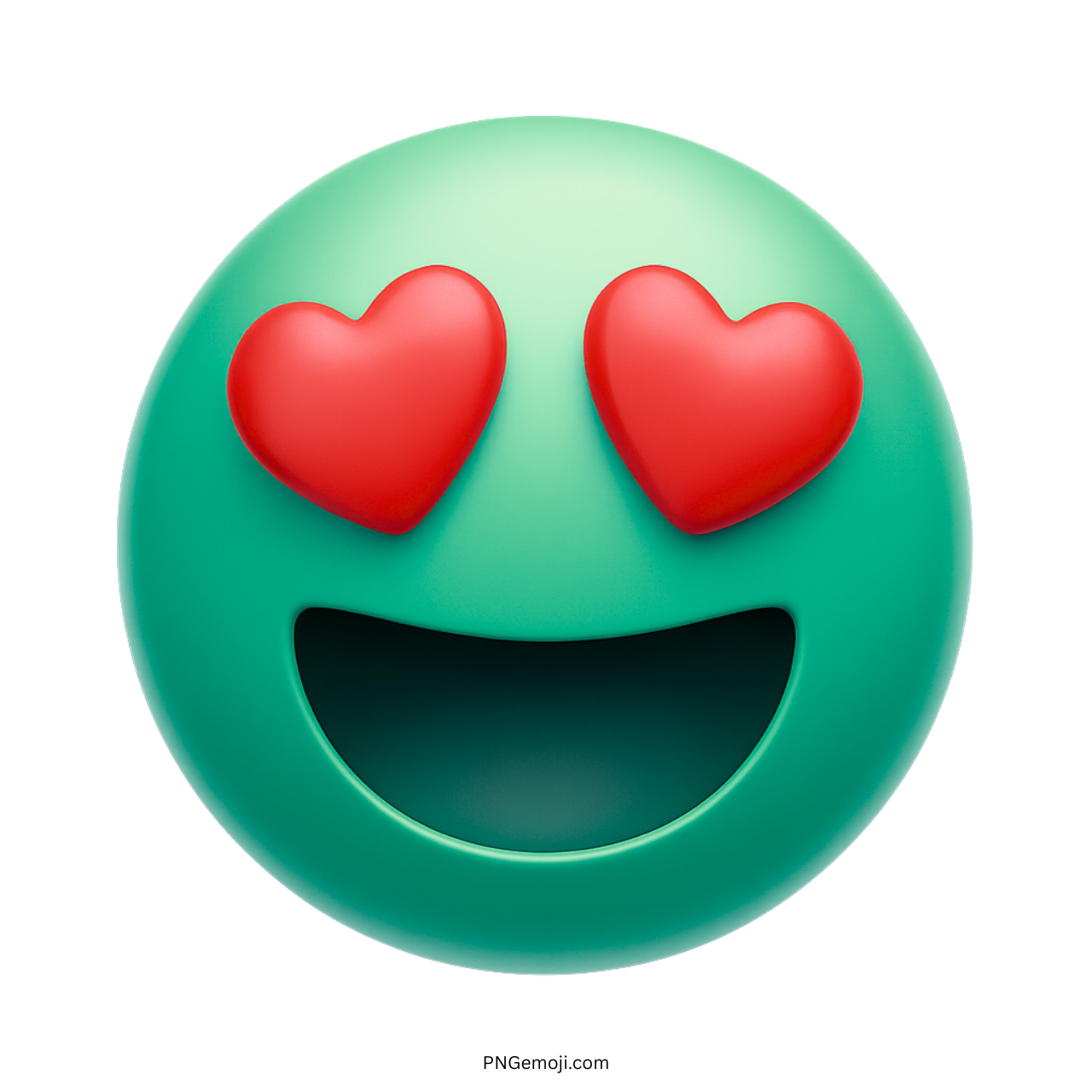 3D green heart eyes emoji smiley face expressing love and happiness in clipart style