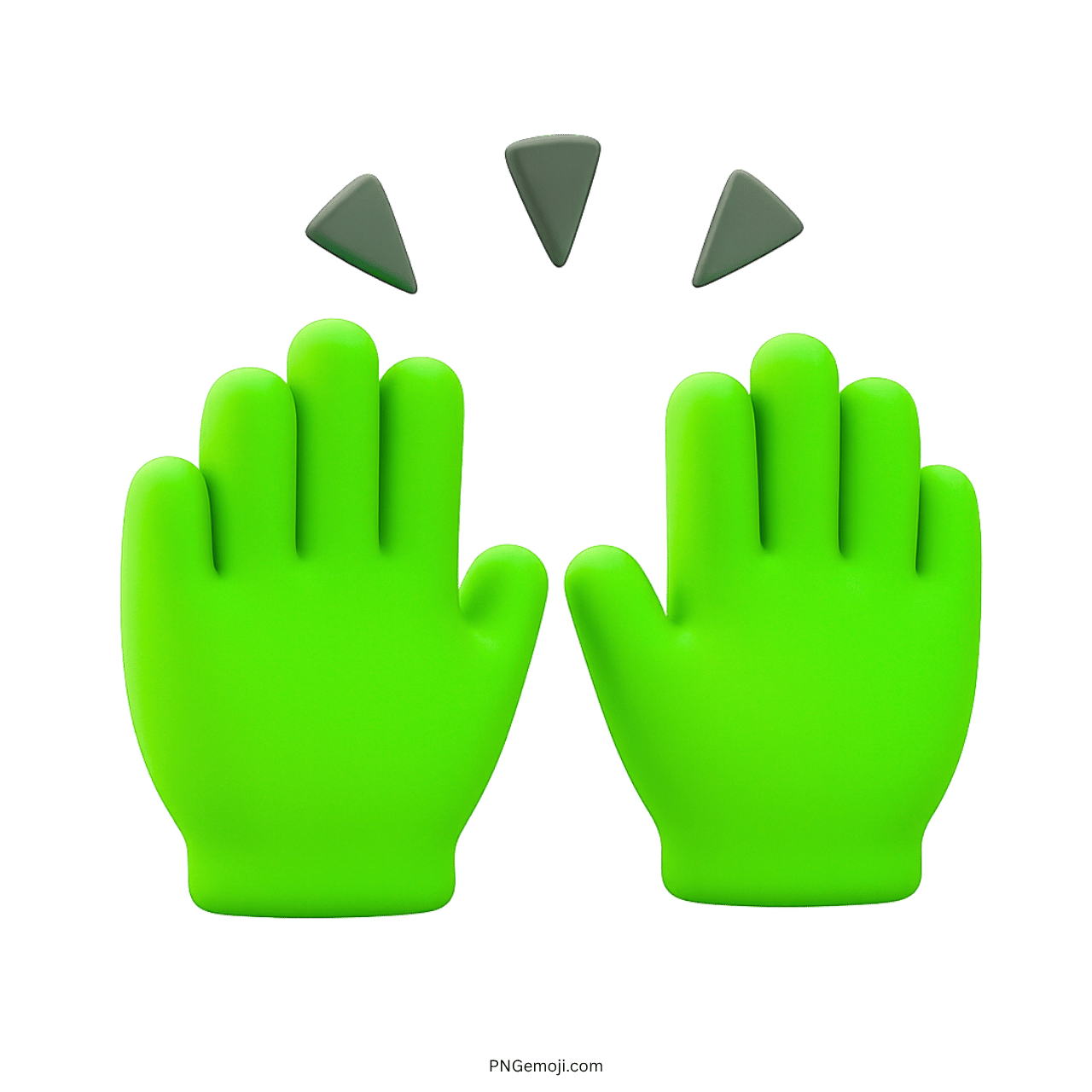 3D green high five emoji hands with celebration marks above