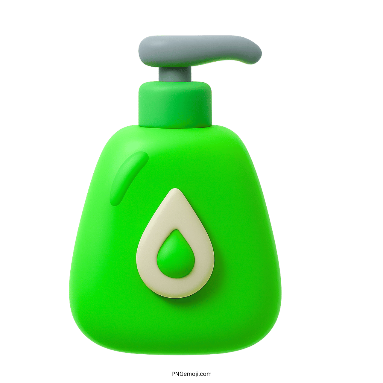3D green lotion bottle emoji with pump top and droplet symbol