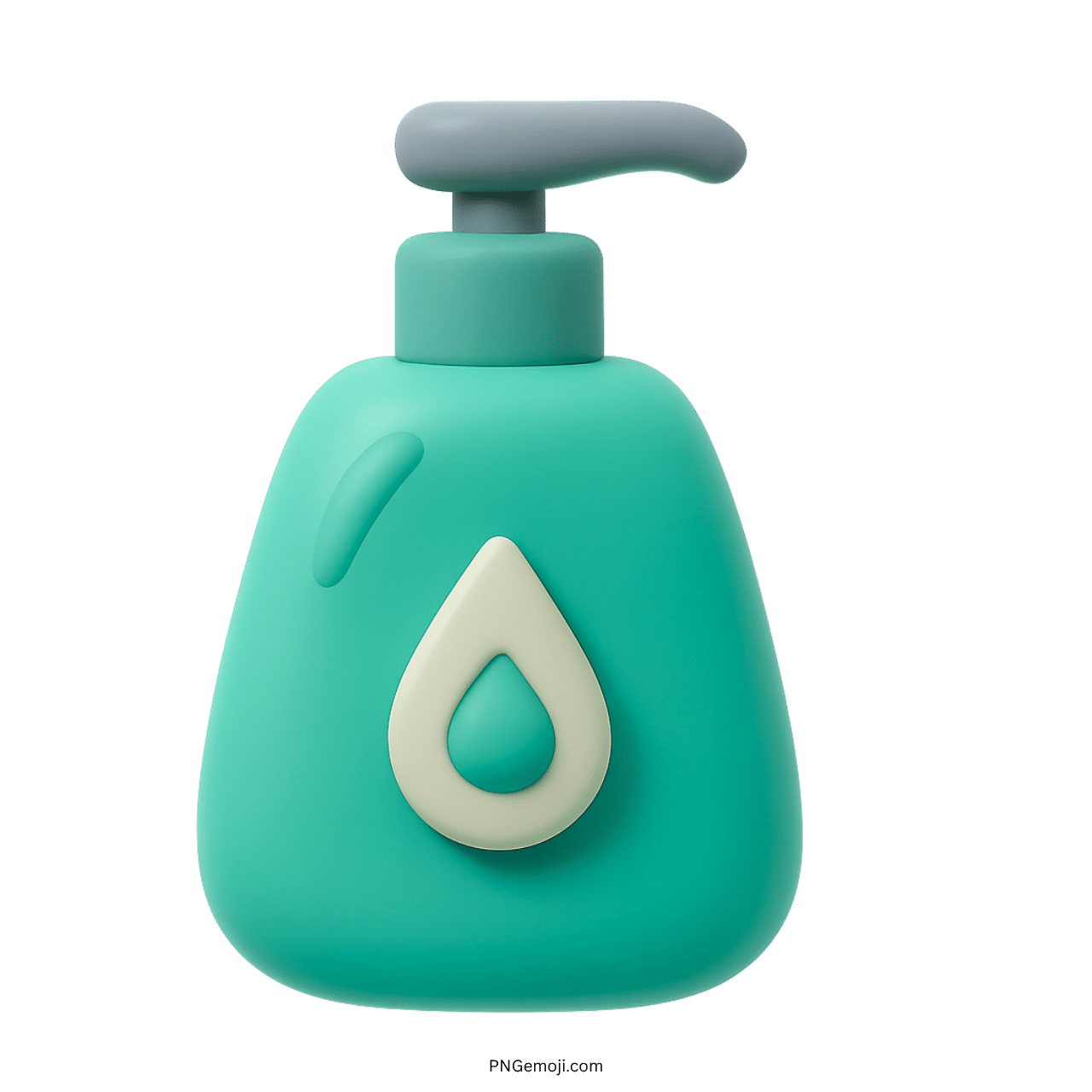 3D green lotion bottle emoji with gray pump and cream droplet design