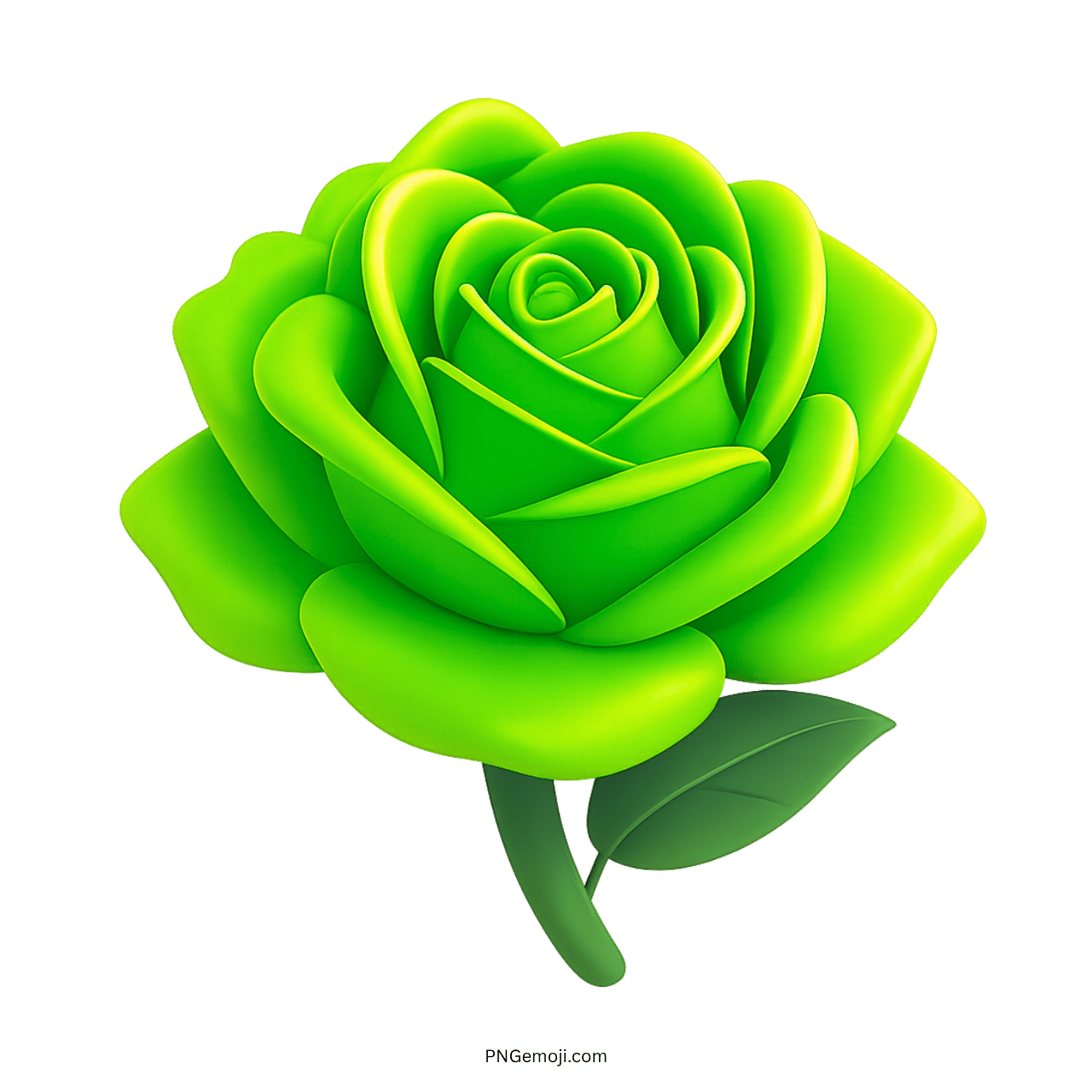 3D Green Rose PNG with vibrant and realistic design