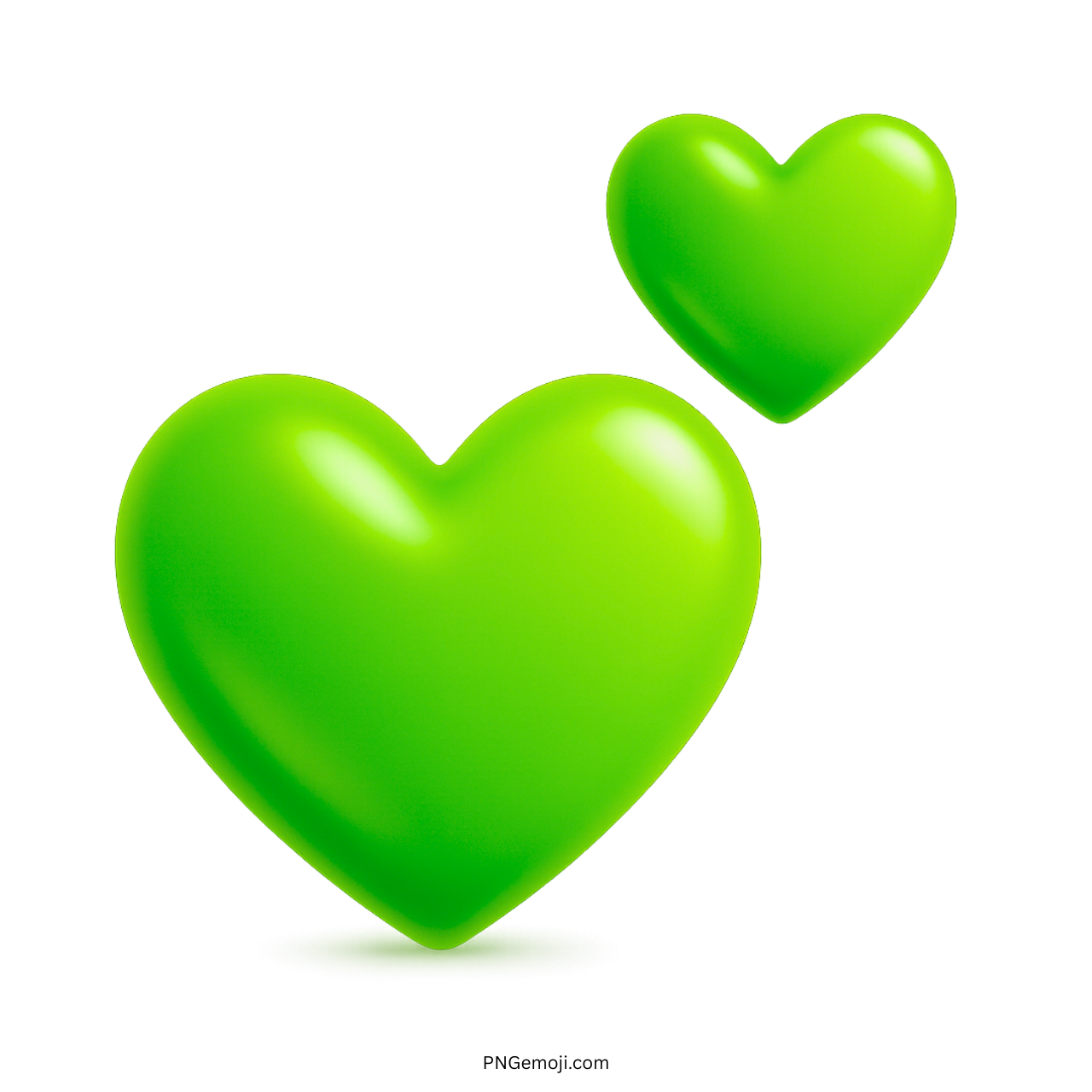 3D green two hearts emoji icon expressing harmony, eco-love, peace and healthy connection