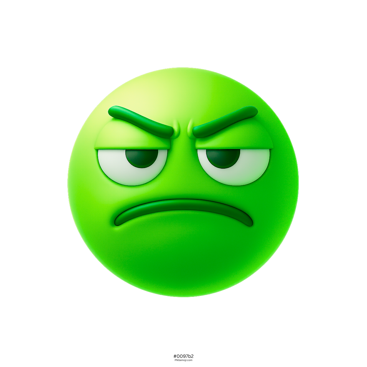 3D green unamused face emoji with frowning mouth and unimpressed bored eyes