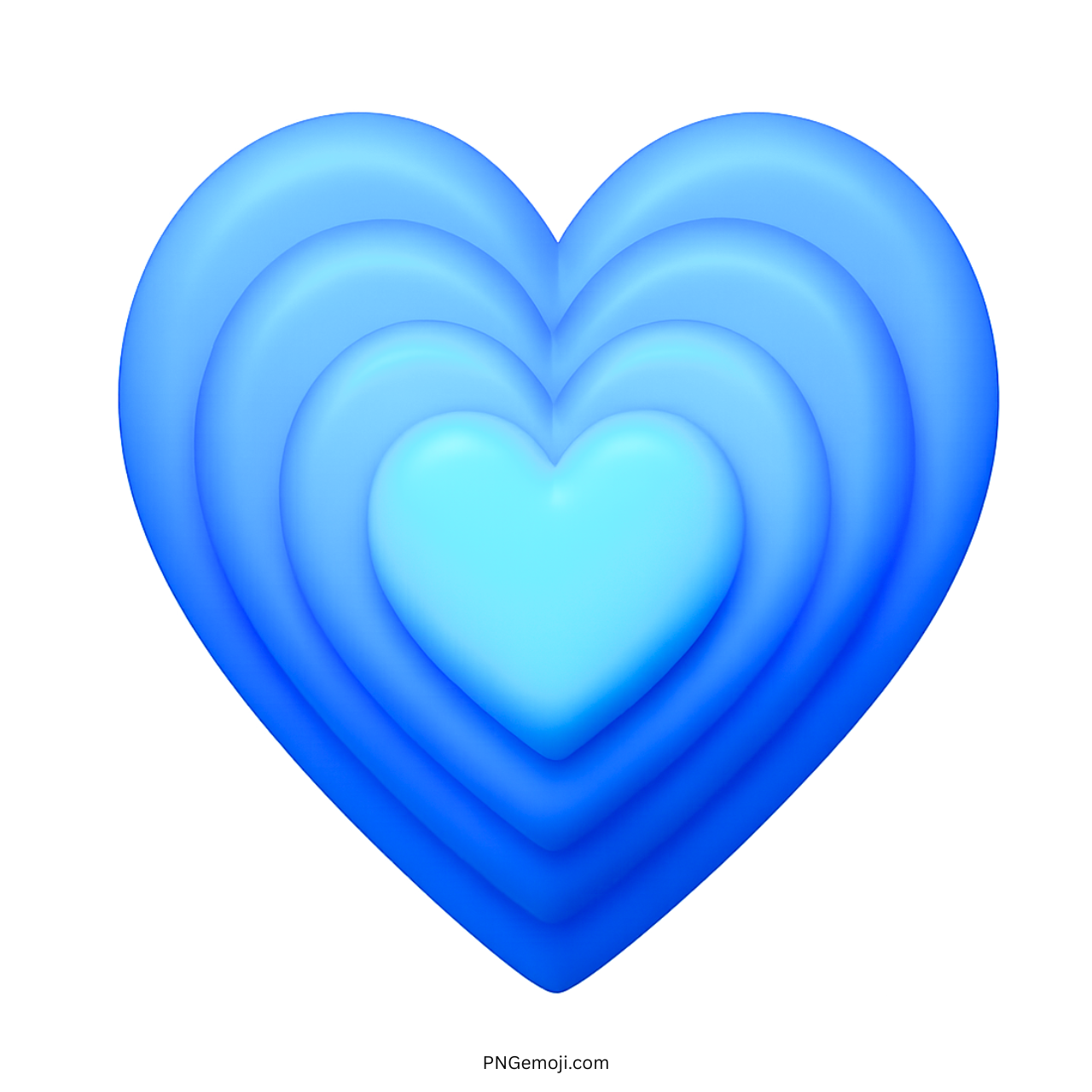 3D growing blue heart emoji with layered design, glowing effect, and transparent background