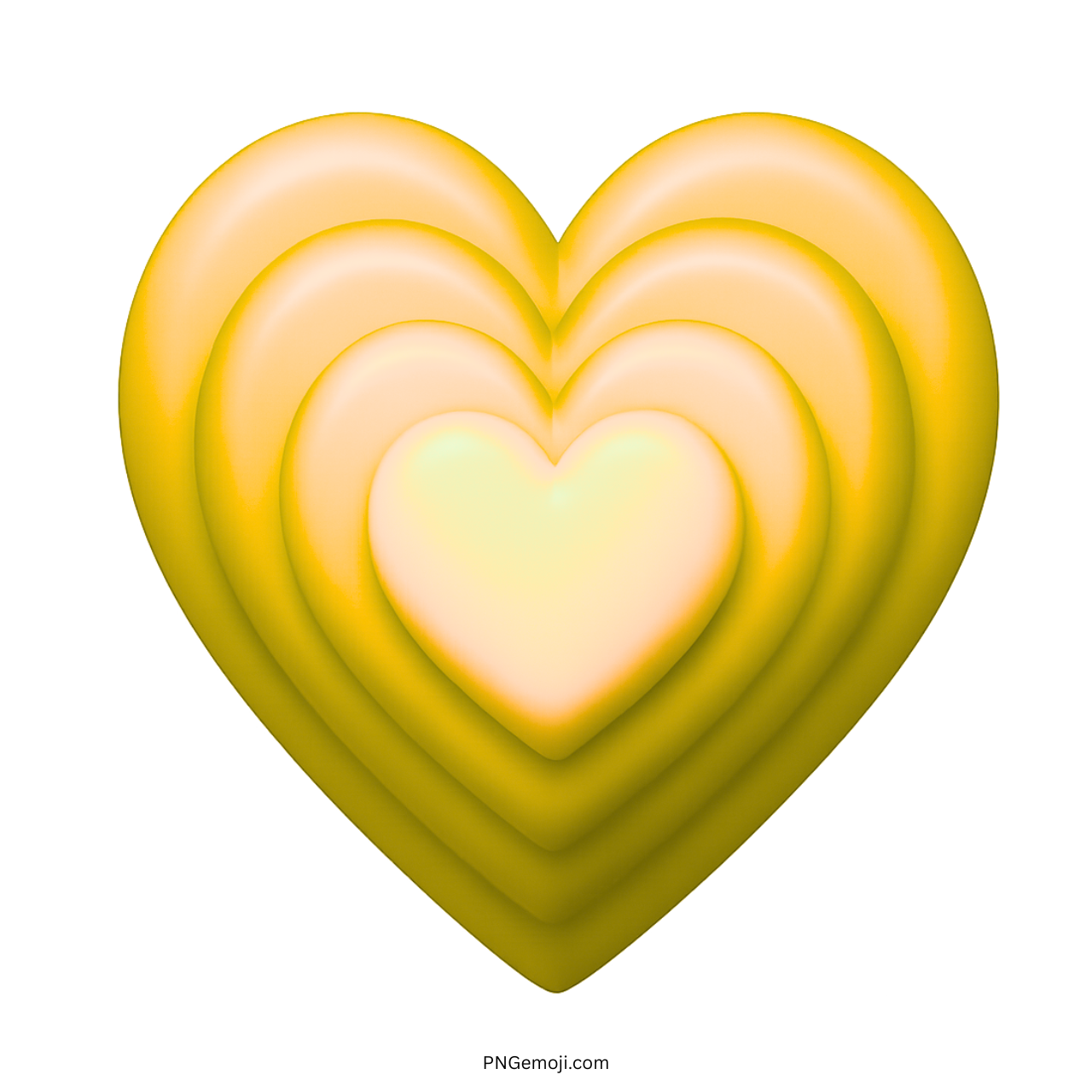 3D growing yellow heart emoji with layered design, warm glow effect, and transparent background
