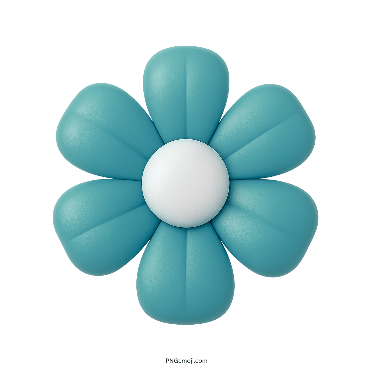 3D light blue flower icon with a white center and rounded petals