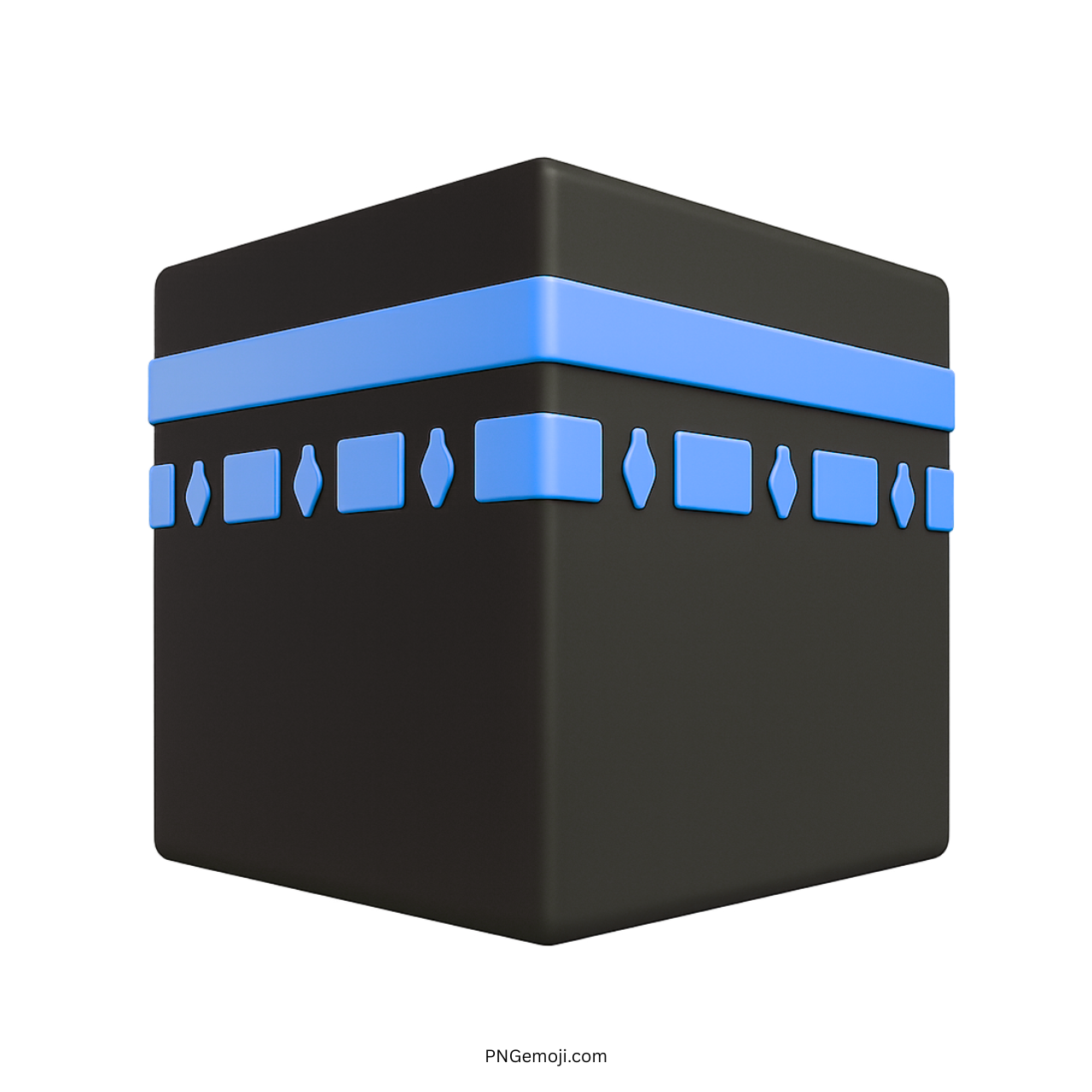 3D Kaaba emoji with blue accents representing Islamic holy site in Mecca