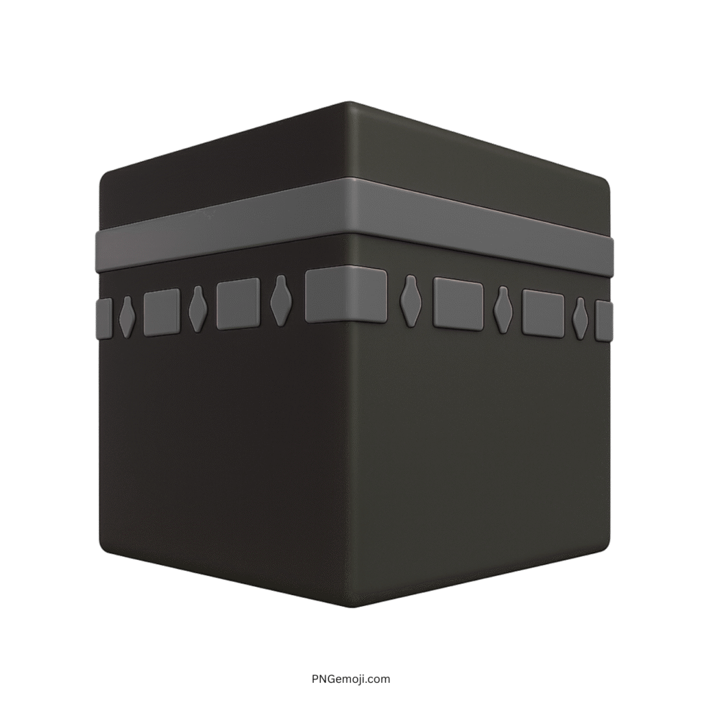3D Kaaba emoji with dark tones and grey border Islamic icon