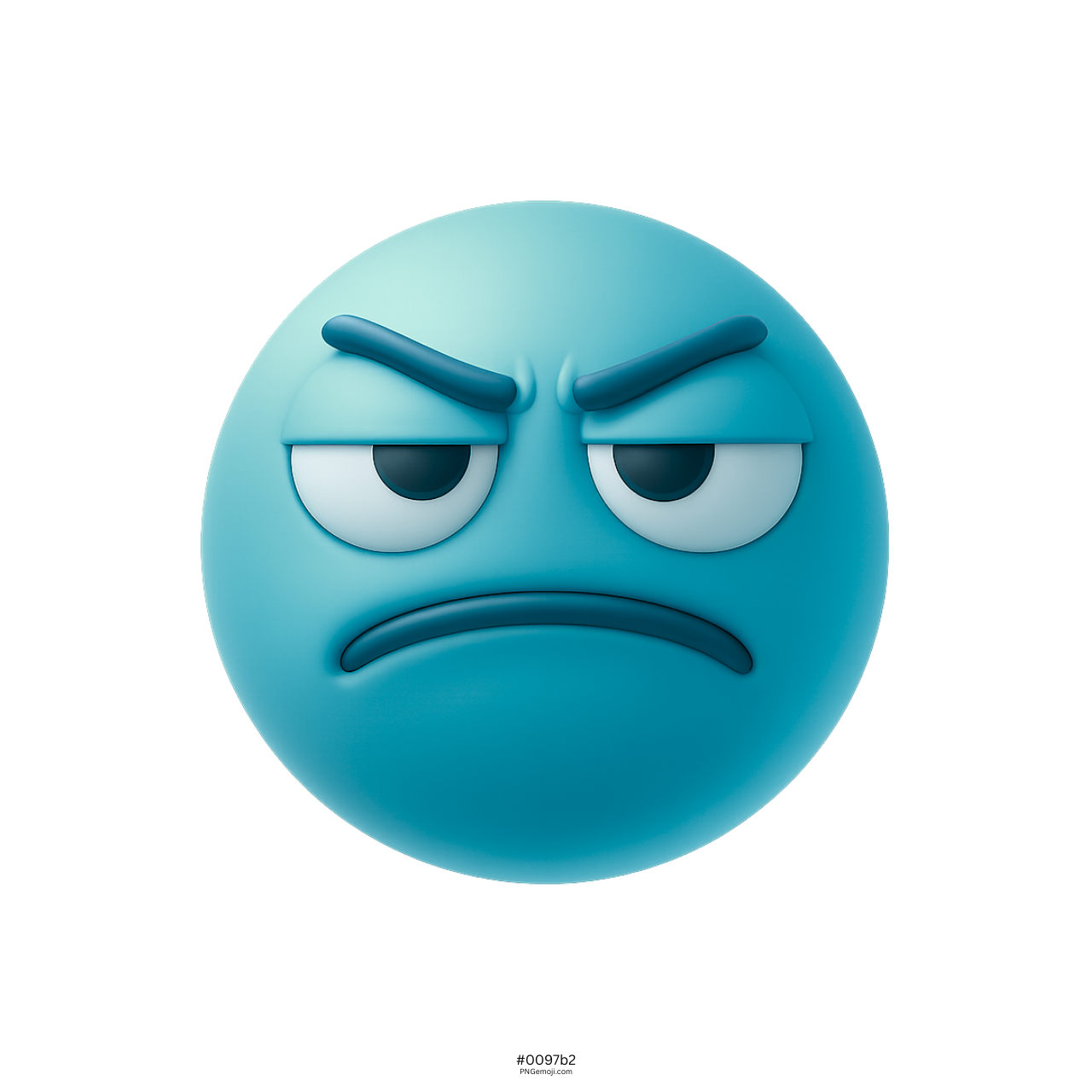 3D light blue unamused face emoji with frowning mouth and annoyed bored eyes