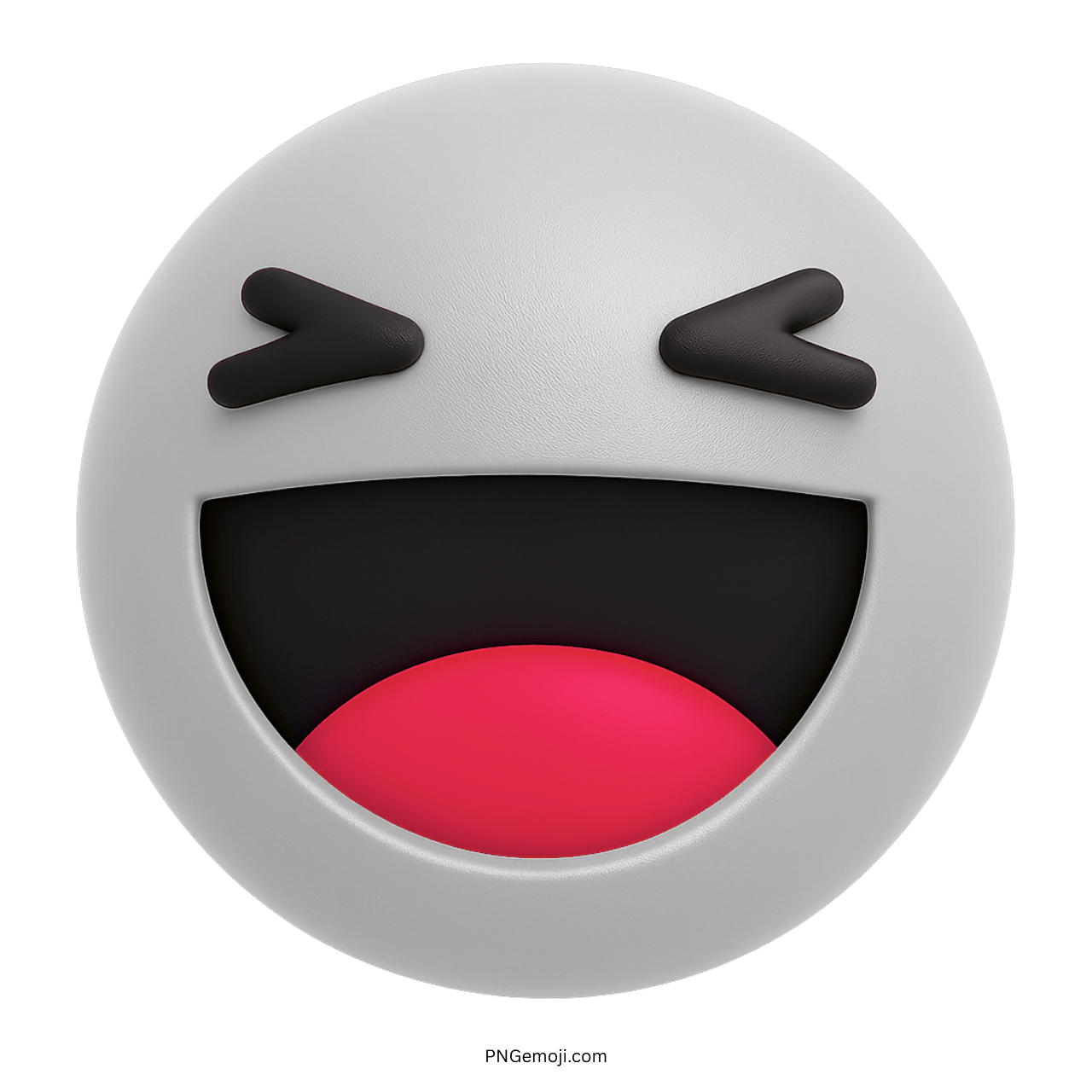 3D light grey Facebook Haha emoji with joyful expression and laughing mouth
